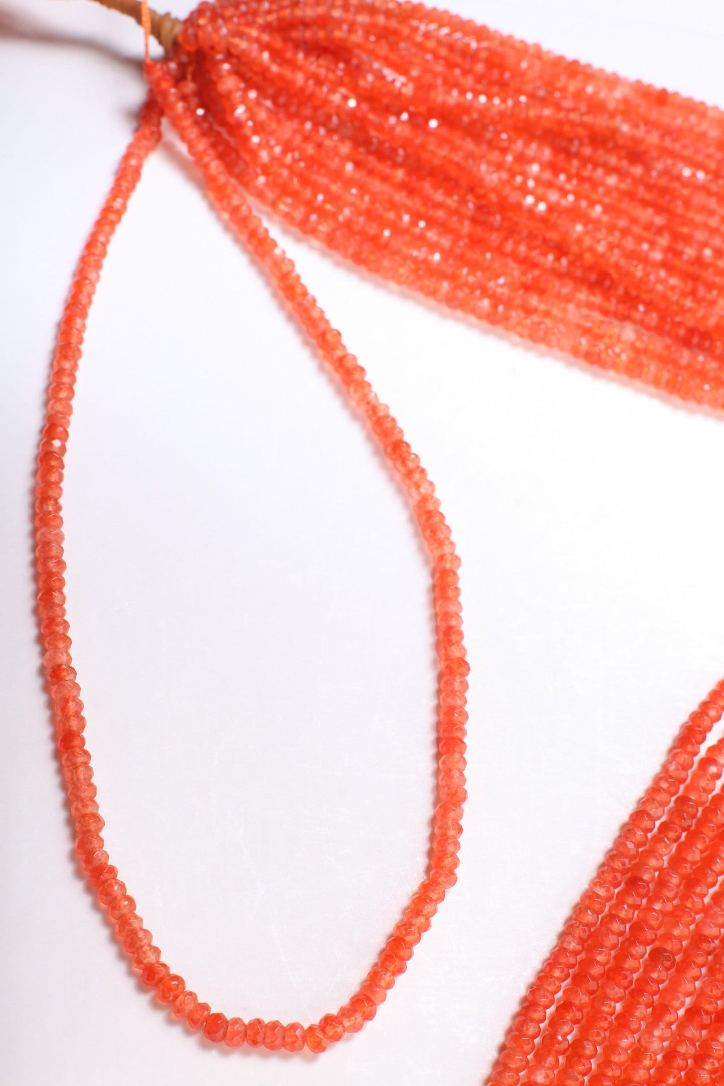 Carnelian orange 4mm Faceted Rondelle, Jewelry Making Natural Carnelian Gemstone Orange Beads 14.5&quot; Strand