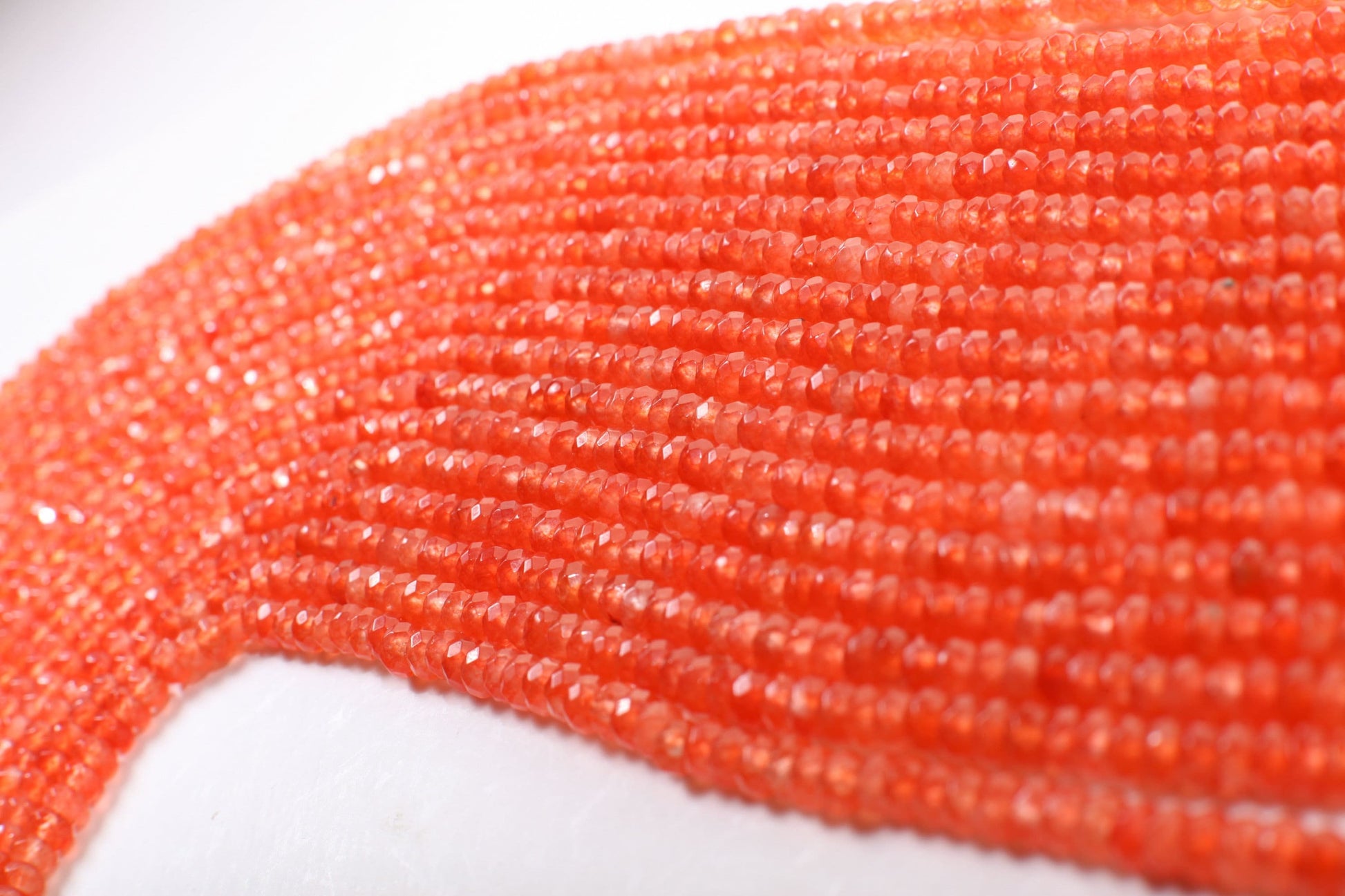 Carnelian orange 4mm Faceted Rondelle, Jewelry Making Natural Carnelian Gemstone Orange Beads 14.5&quot; Strand