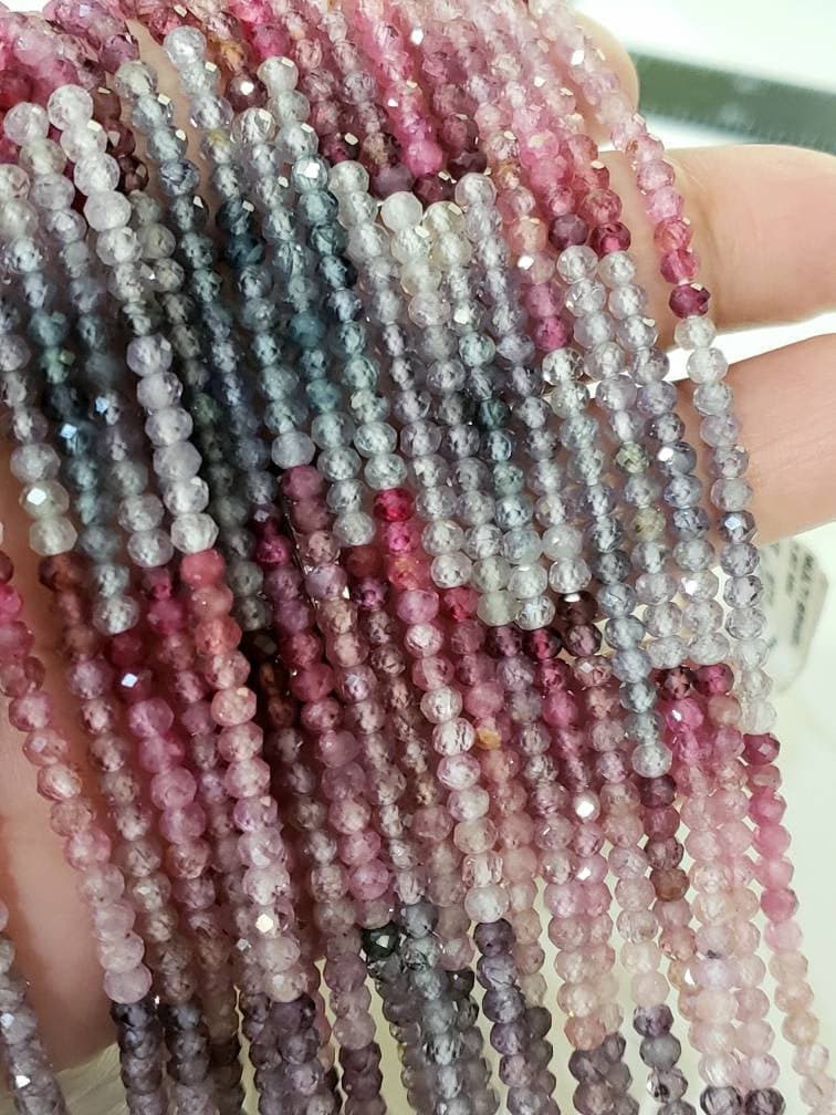 Multi Spinel Rondelle, Natural Multi Spinel Shaded AAA Micro Cut Faceted Roundel 3mm Jewelry Making Gemstone Beads 12.25&quot;&quot;