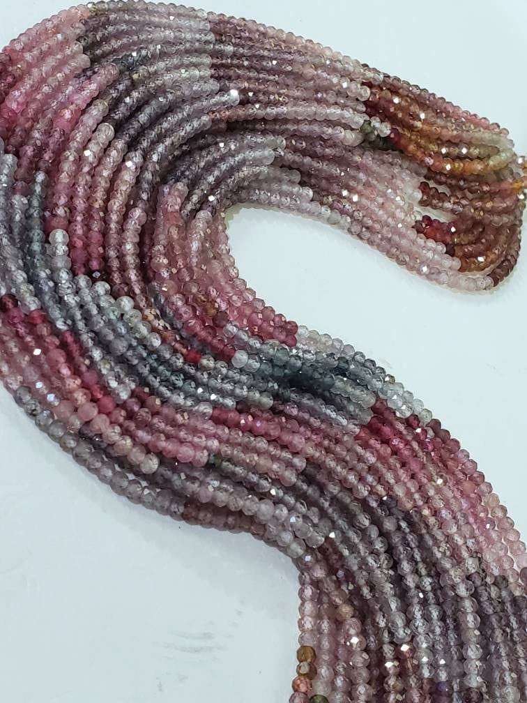 Multi Spinel Rondelle, Natural Multi Spinel Shaded AAA Micro Cut Faceted Roundel 3mm Jewelry Making Gemstone Beads 12.25&quot;&quot;