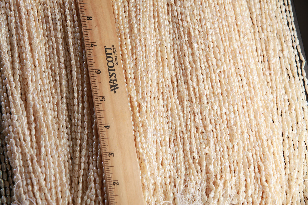 Japanese Vintage 3-3.5mm x 4/5/6/7mm to 5/6/7/8mm Freshwater Biwa Rice Pearl 15" Strand