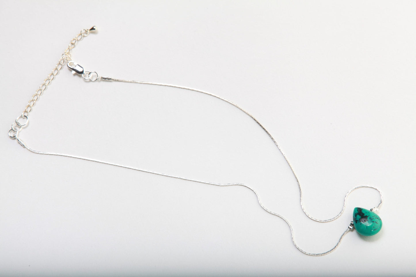 Natural Tibetan Turquoise Pear drop Hand-Made Choker 16.5" Necklace Extended to19"