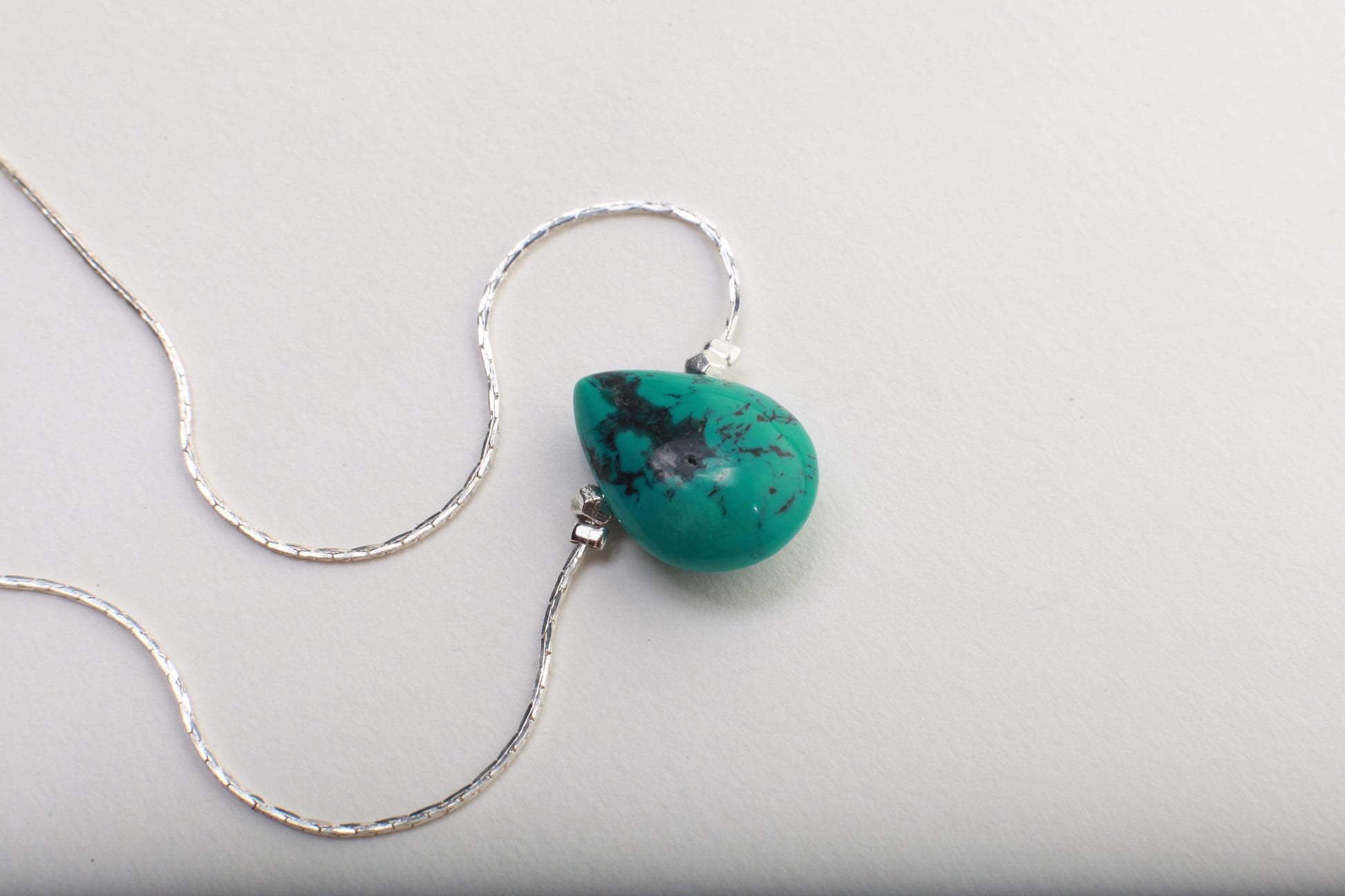 Natural Tibetan Turquoise Pear drop Hand-Made Choker 16.5" Necklace Extended to19"