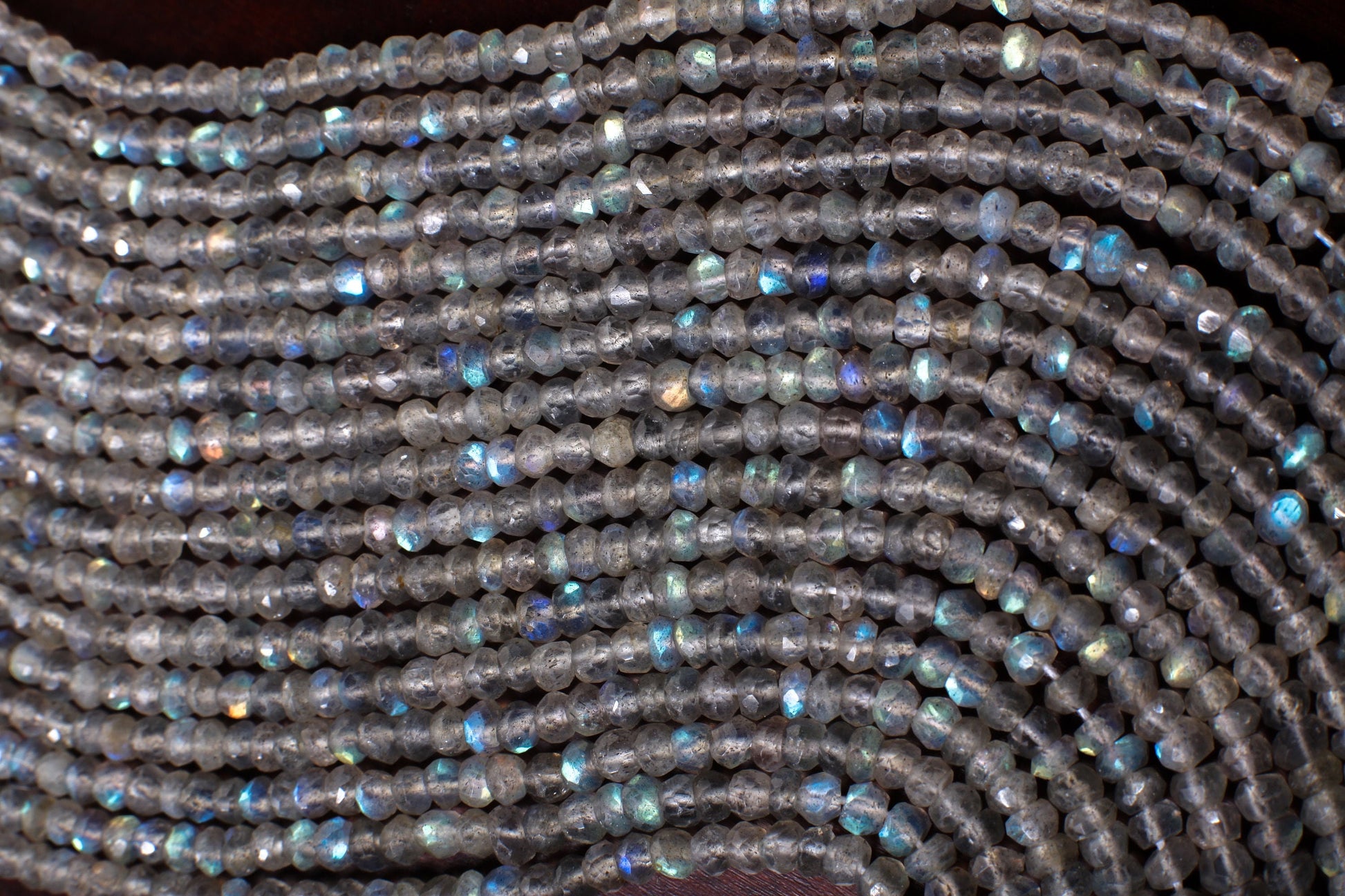 labradorite Rondelle 4-4.5mm faceted Natural Micro Faceted Blue Flash Labradorite Gemstone Jewelry Making DIY Beads 13&quot; Strand