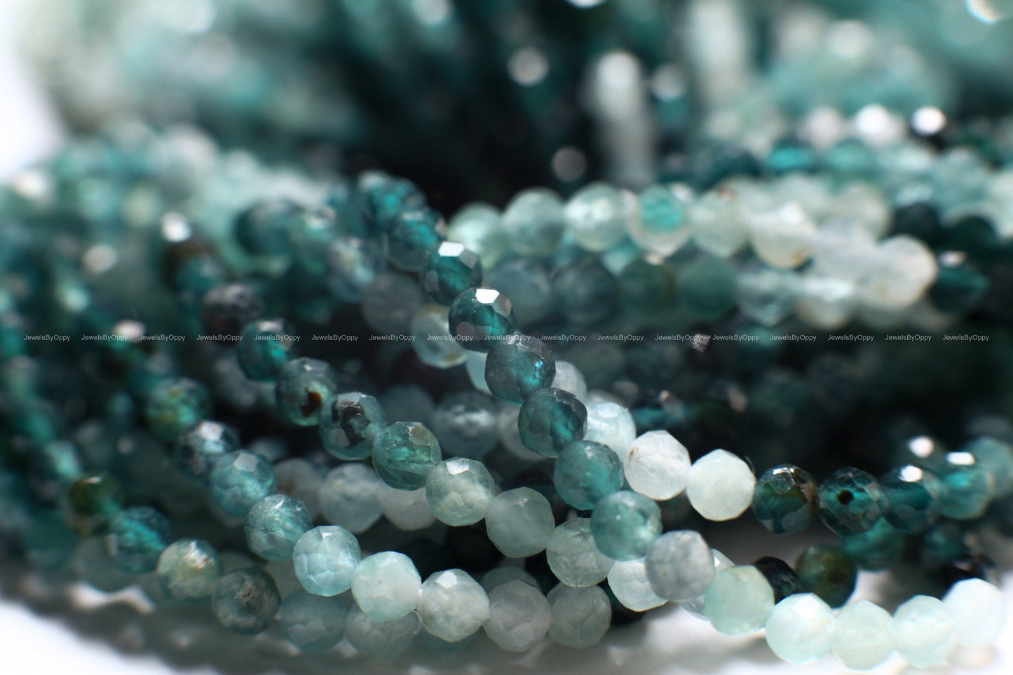Natural Grandidierite 2mm Faceted Micro Diamond Cut Multi Shaded Round bead, rare, AAA quality,1/2 strand or 12.5" full Strand strand