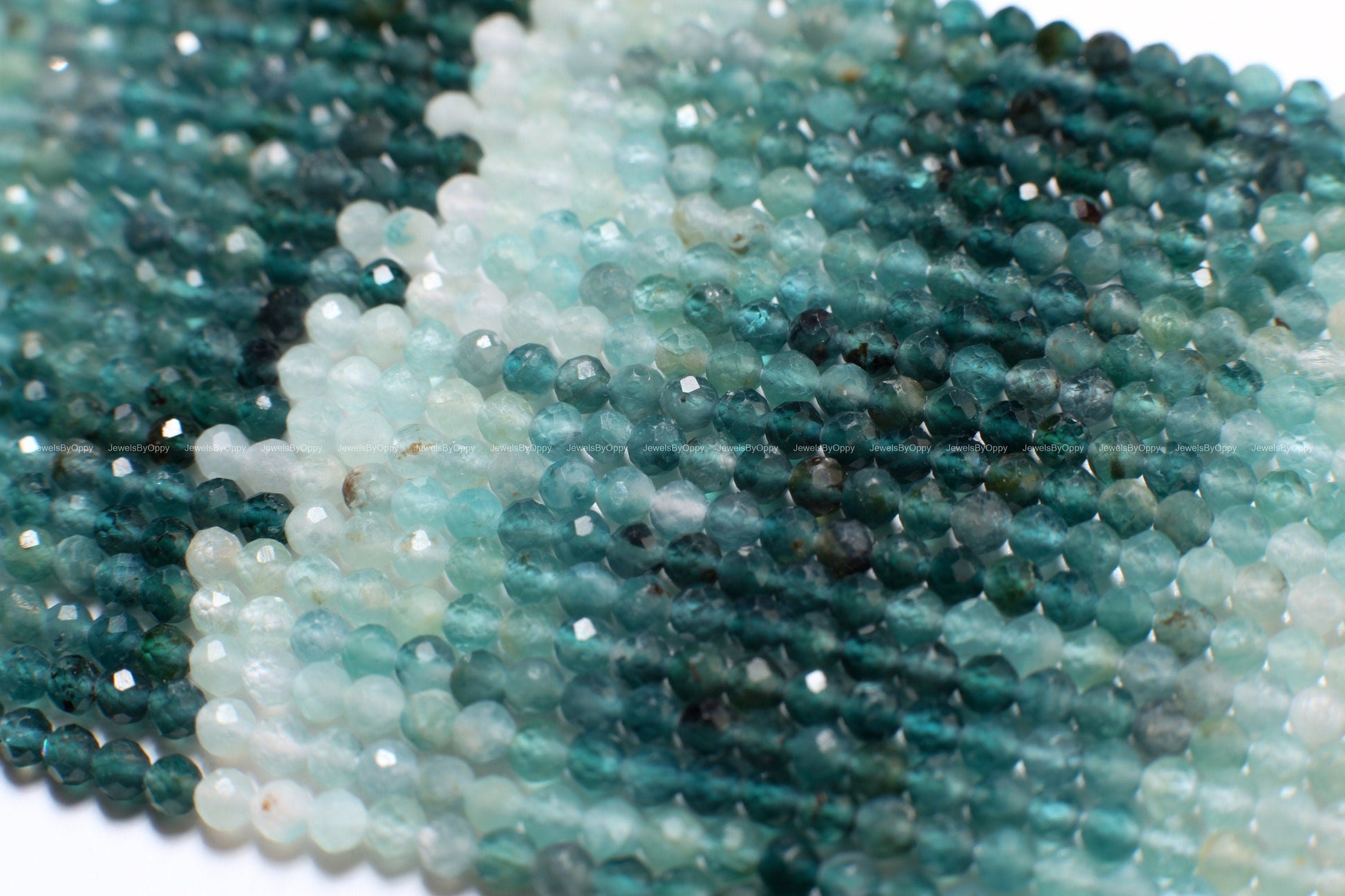 Natural Grandidierite 2mm Faceted Micro Diamond Cut Multi Shaded Round bead, rare, AAA quality,1/2 strand or 12.5&quot; full Strand strand