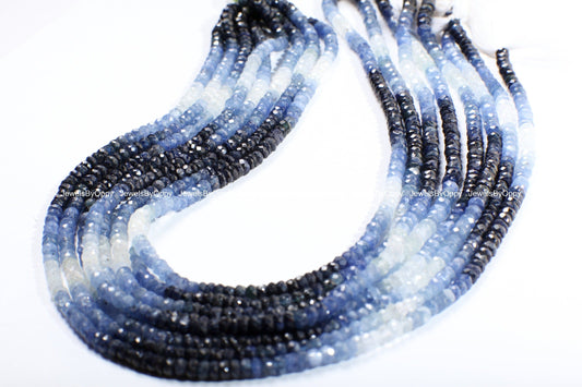 Ombre Sapphire Faceted shaded 2.5-3, 4, 4.5mm roundel Natural AAA Gemstone Beads, Jewelry Making, Bracelet, Necklace, Earrings, 7&quot; or 14&quot;