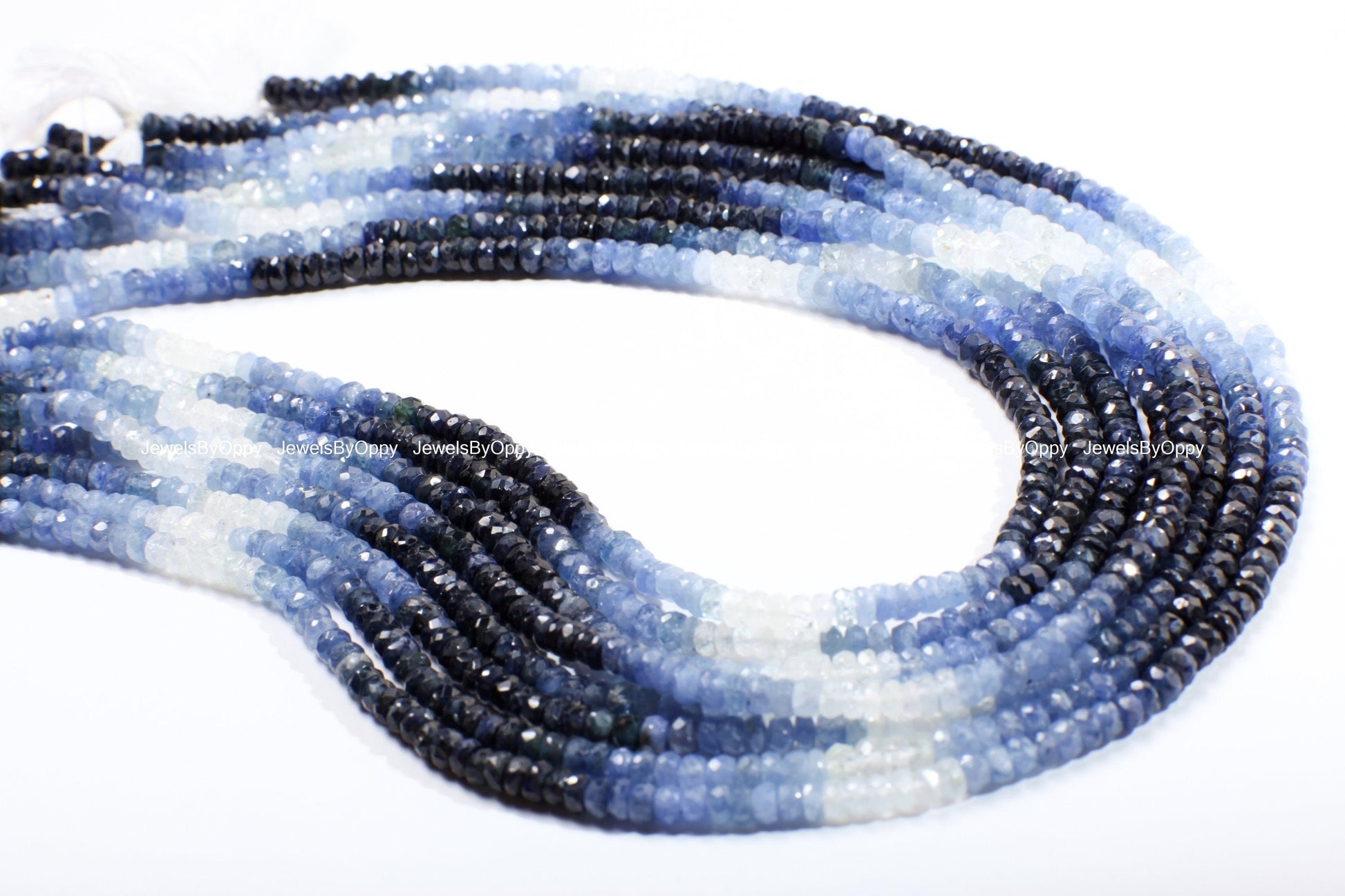 Ombre Sapphire Faceted shaded 2.5-3, 4, 4.5mm roundel Natural AAA Gemstone Beads, Jewelry Making, Bracelet, Necklace, Earrings, 7" or 14"
