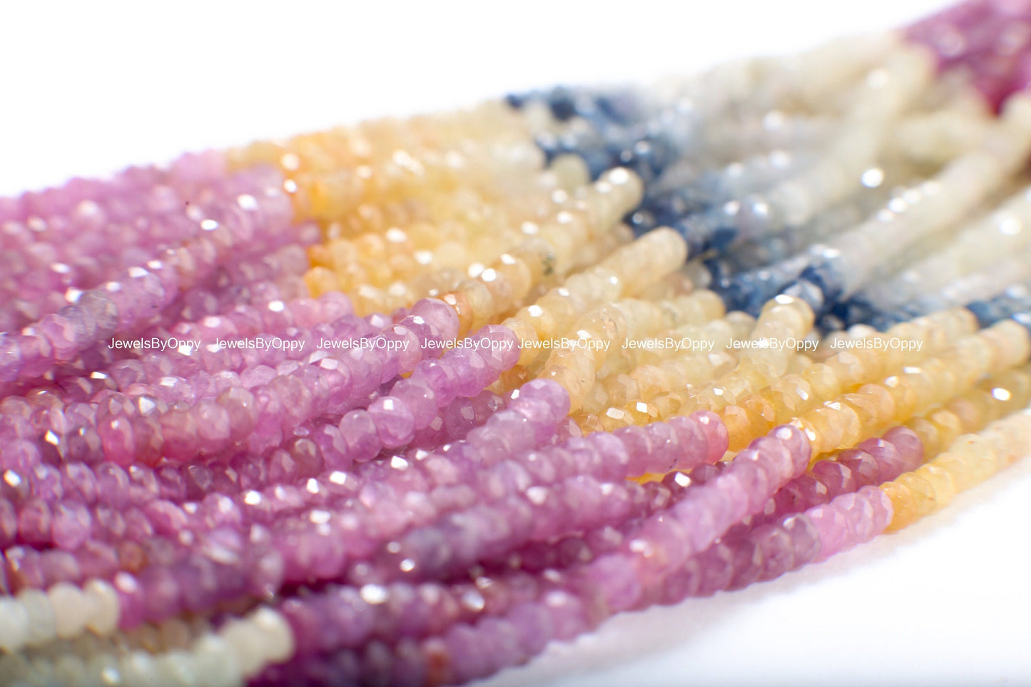 Multi Sapphire Rondelle, Natural 3-3.5mm Shaded Faceted Roundel Gemstone Jewelry Beads in 4&quot;/7.5&quot;/15&quot; Strand