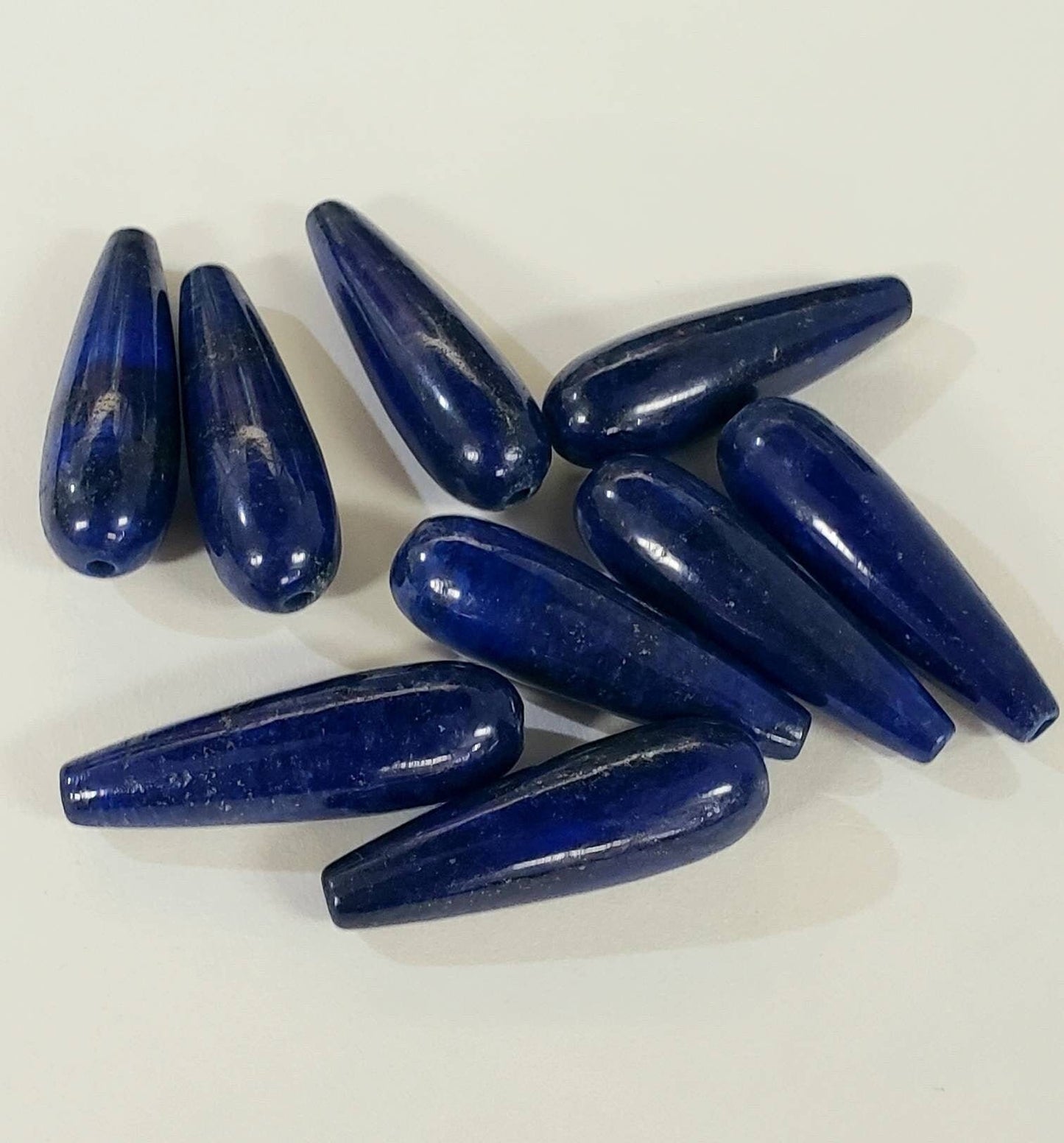 Genuine Lapis Lazuli AA heavy weight 10x39mm long tear drop bead for earrings or pendant making bead, top to bottom drilled.