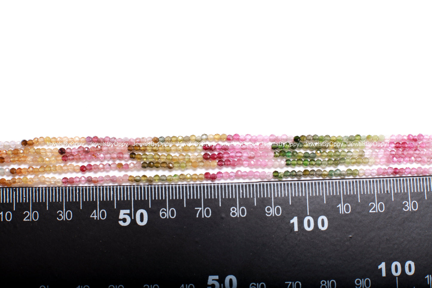 Natural Watermelon Tourmaline 2mm Faceted Micro Diamond Cut multi shaded Round 12”Strand