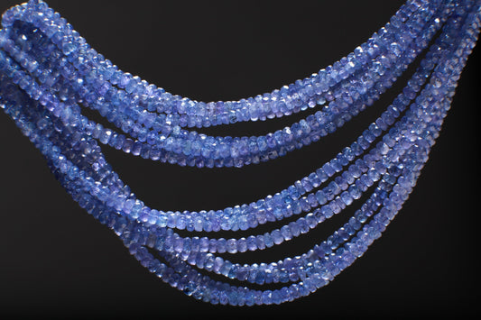 Natural Tanzanite Faceted 4mm Rondelle Gemstone Violet Blue Beads AAA very good quality DIY Jewelry Making 13” Strand,