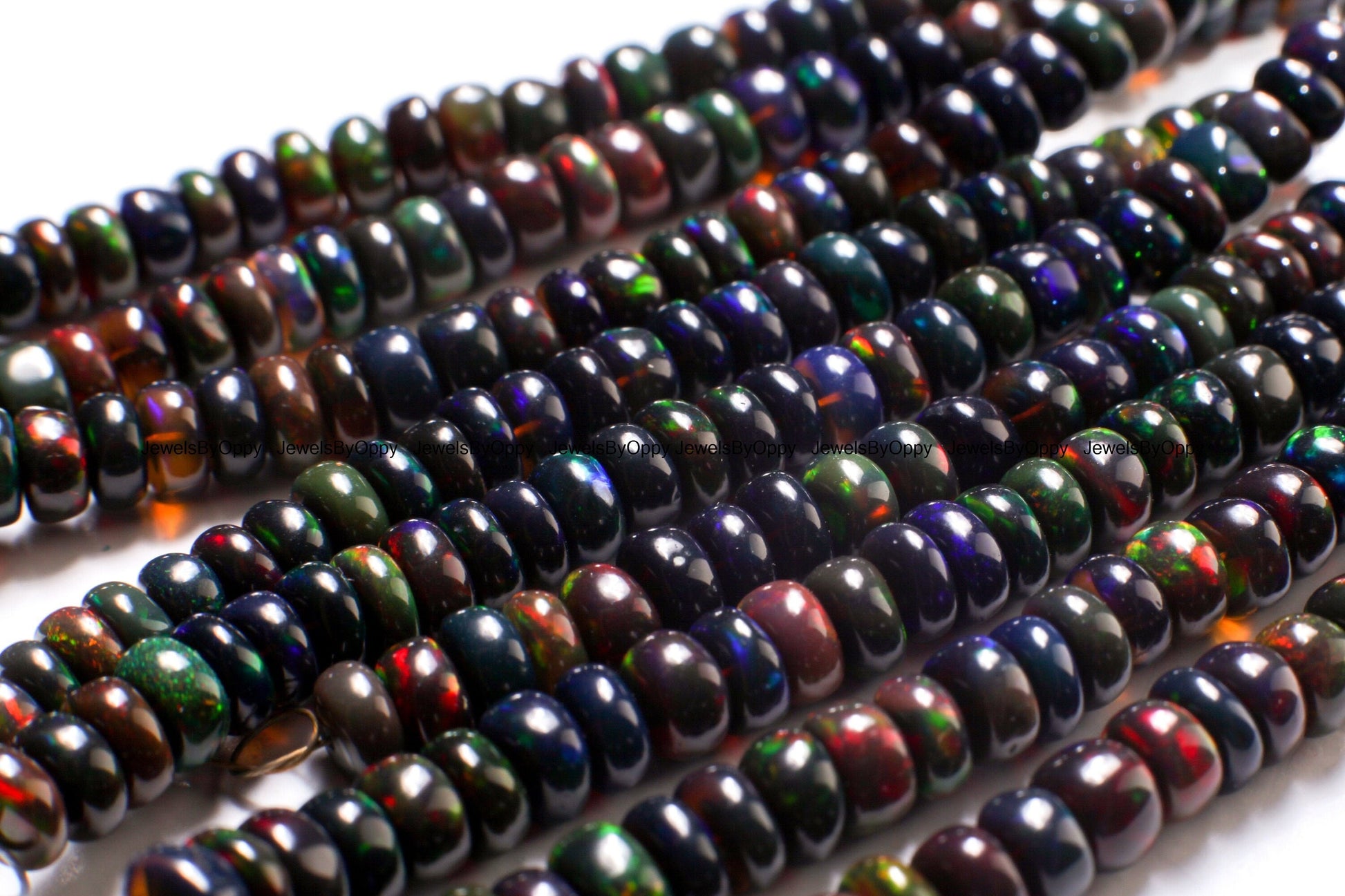 Black Ethiopian Opal Smooth Rondelle 4.5-5mm, Jewelry Making Bracelet, Necklace, Natural, High Quality Gemstone Beads 3&quot;, 7&quot;, 15&quot; strand