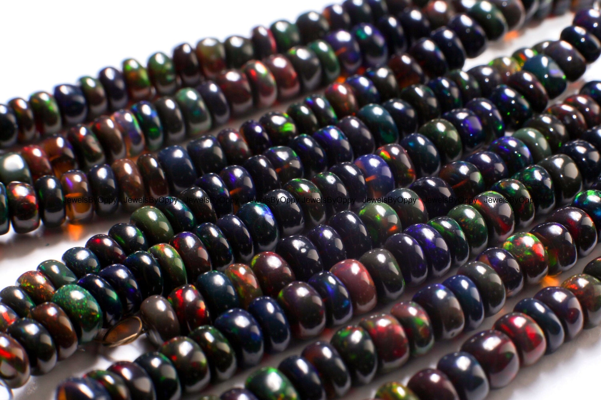 Black Ethiopian Opal Smooth Rondelle 4.5-5mm, Jewelry Making Bracelet, Necklace, Natural, High Quality Gemstone Beads 3", 7", 15" strand