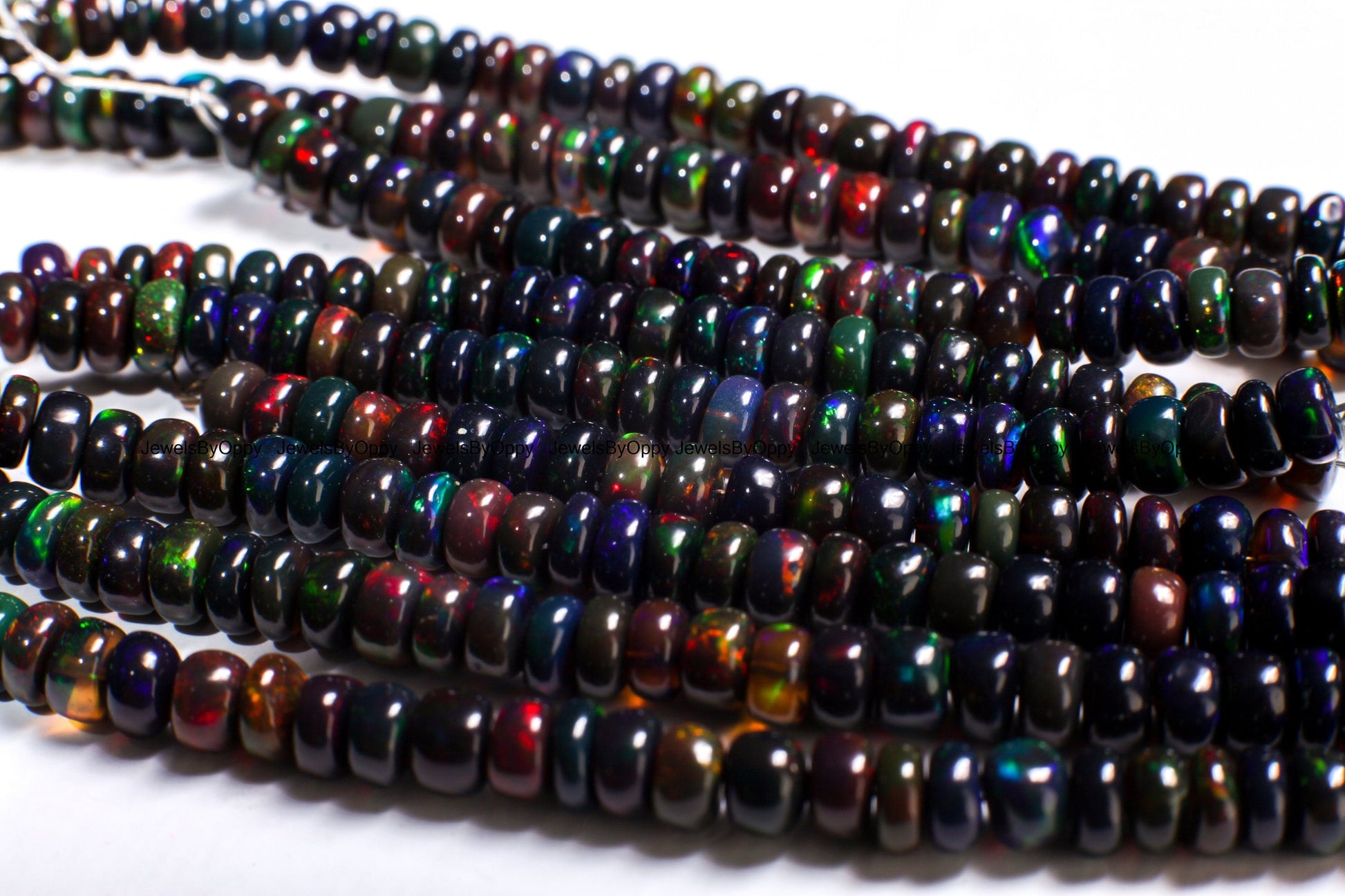 Black Ethiopian Opal Smooth Rondelle 4.5-5mm, Jewelry Making Bracelet, Necklace, Natural, High Quality Gemstone Beads 3&quot;, 7&quot;, 15&quot; strand