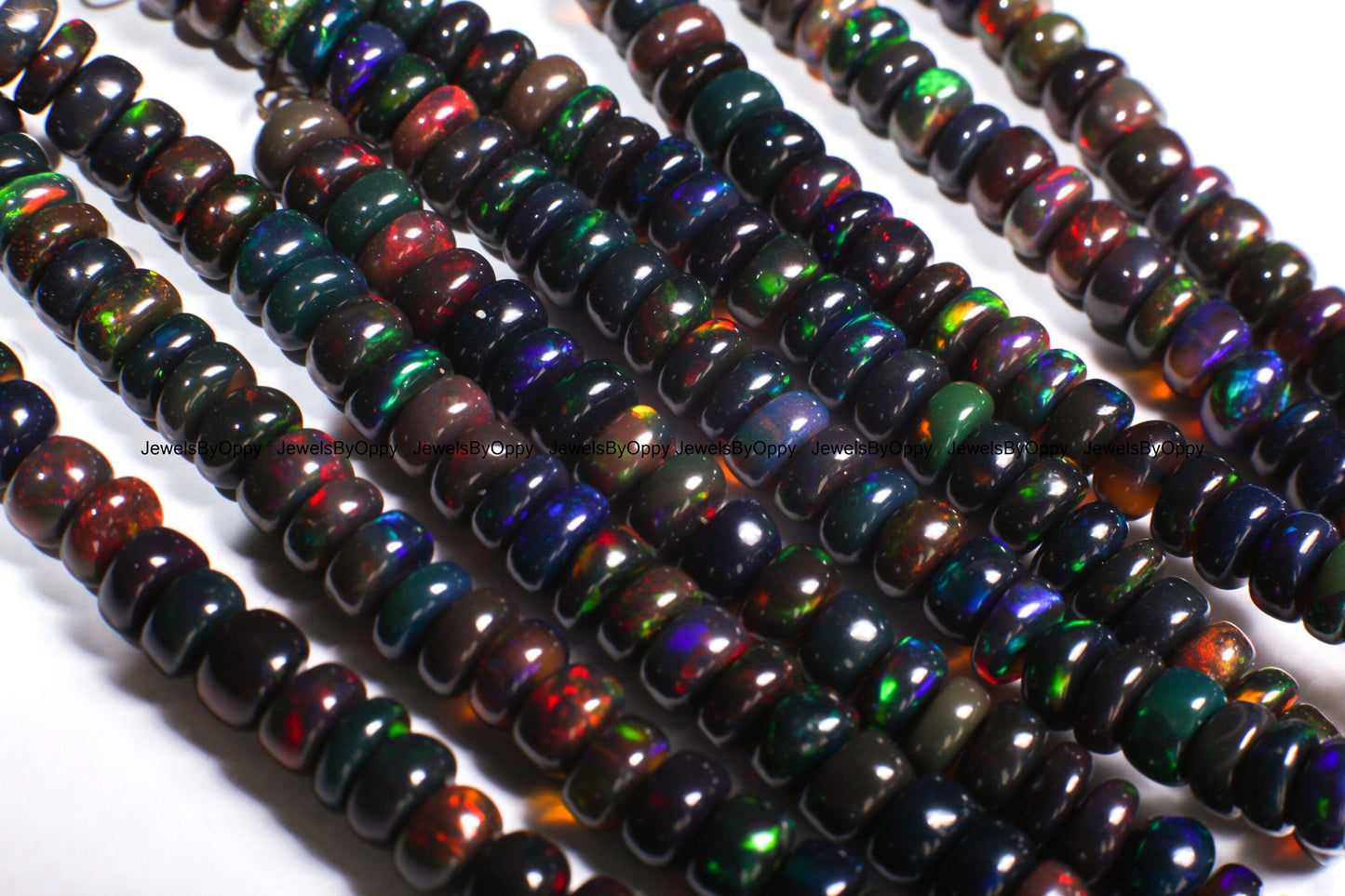 Black Ethiopian Opal Smooth Rondelle 4.5-5mm, Jewelry Making Bracelet, Necklace, Natural, High Quality Gemstone Beads 3&quot;, 7&quot;, 15&quot; strand