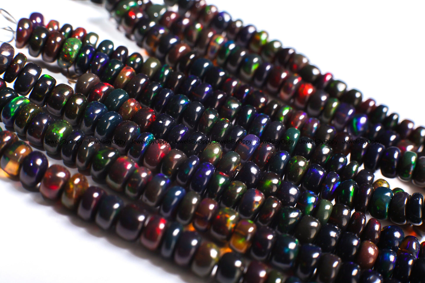 Black Ethiopian Opal Smooth Rondelle 4.5-5mm, Jewelry Making Bracelet, Necklace, Natural, High Quality Gemstone Beads 3", 7", 15" strand