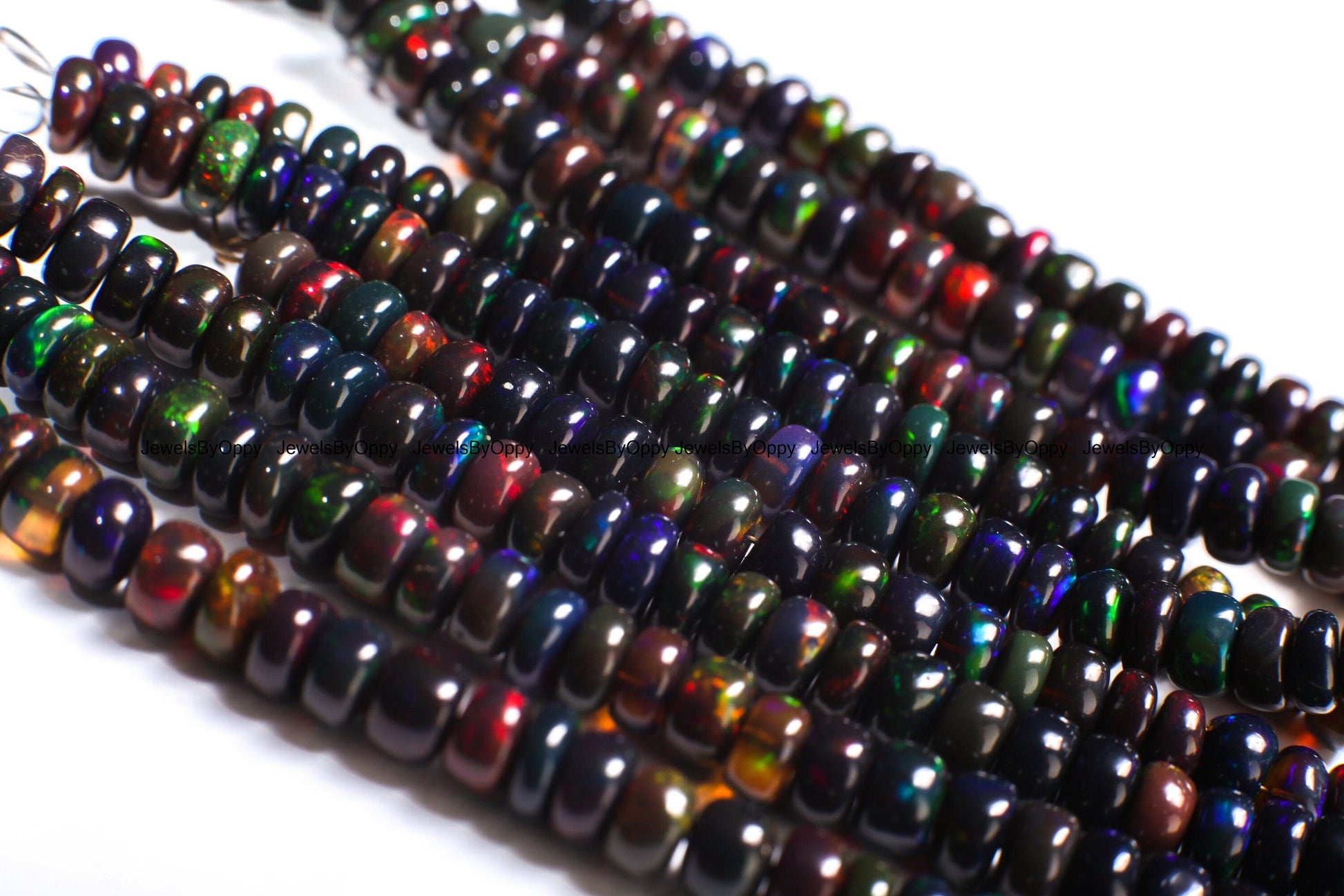 Black Ethiopian Opal Smooth Rondelle 4.5-5mm, Jewelry Making Bracelet, Necklace, Natural, High Quality Gemstone Beads 3", 7", 15" strand