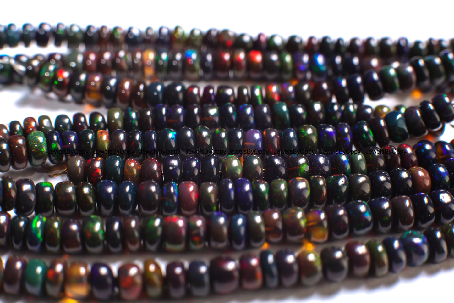 Black Ethiopian Opal Smooth Rondelle 4.5-5mm, Jewelry Making Bracelet, Necklace, Natural, High Quality Gemstone Beads 3&quot;, 7&quot;, 15&quot; strand