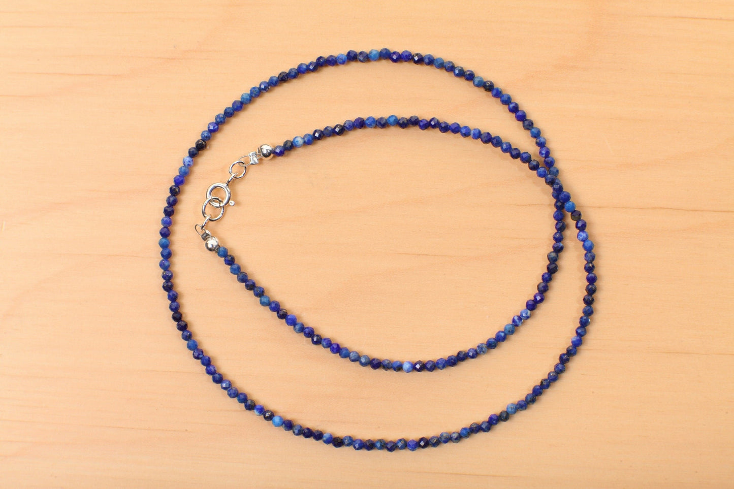 2-3mm Faceted Lapis Lazuli, Green Onyx, Garnet, Bamboo Coral Layering Choker 925 Sterling Silver Necklace, Precious Gemstone