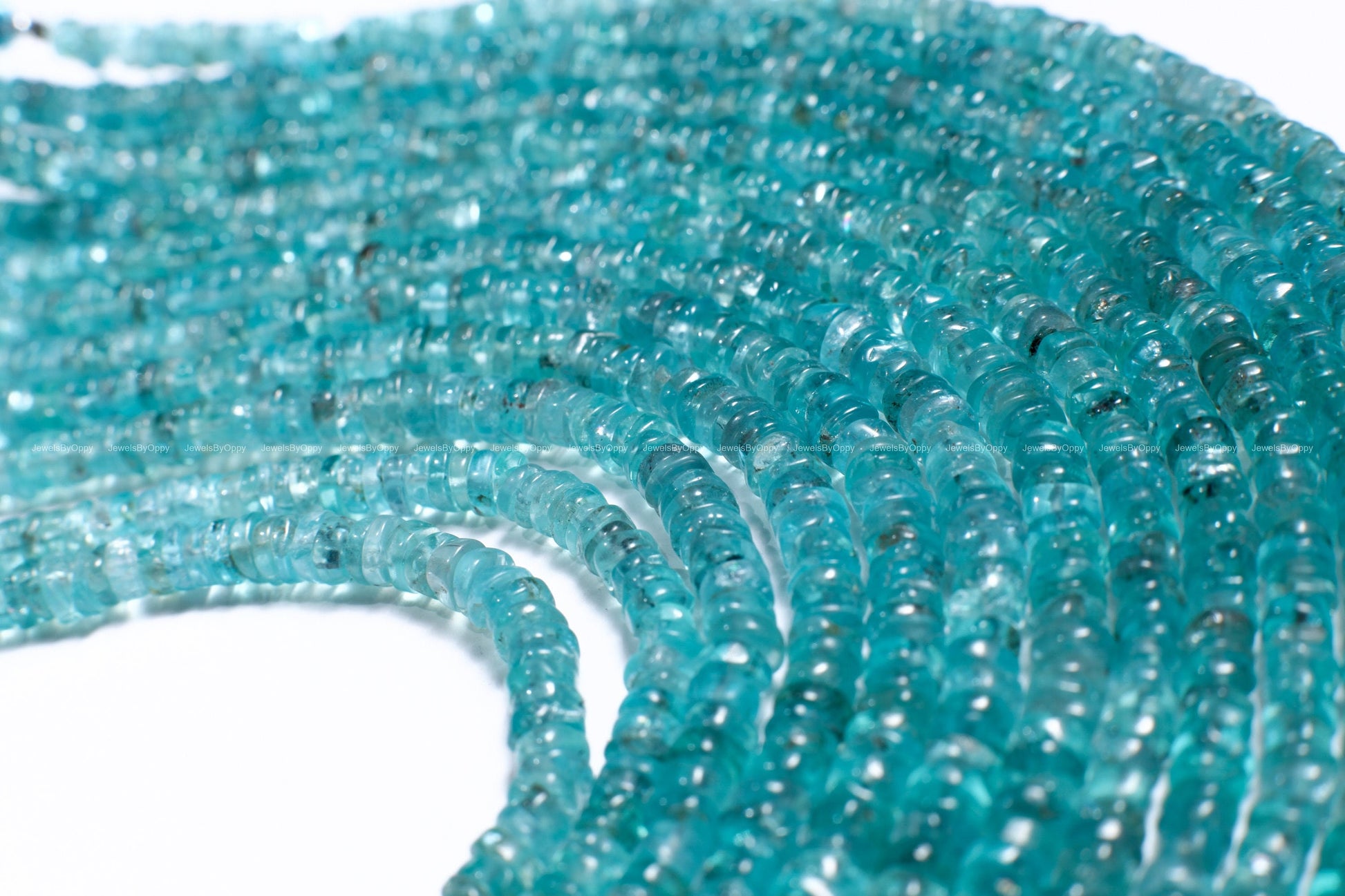 Neon Blue Apatite 3-5mm Heishe tyre Beads, 8&quot; strand for Jewelry Making Natural Apatite Gemstone Beads