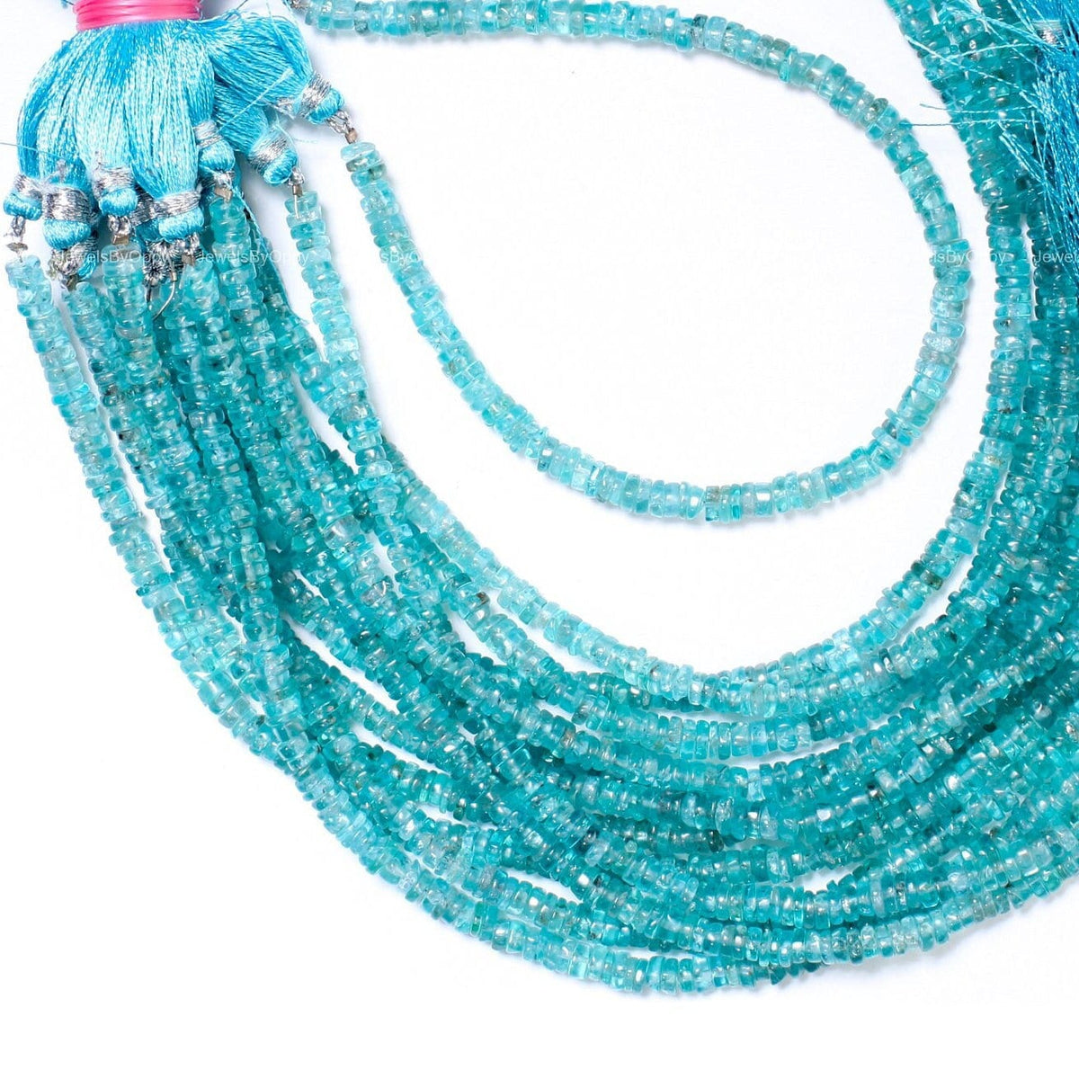 Neon Blue Apatite 3-5mm Heishe tyre Beads, 8" strand for Jewelry Making Natural Apatite Gemstone Beads