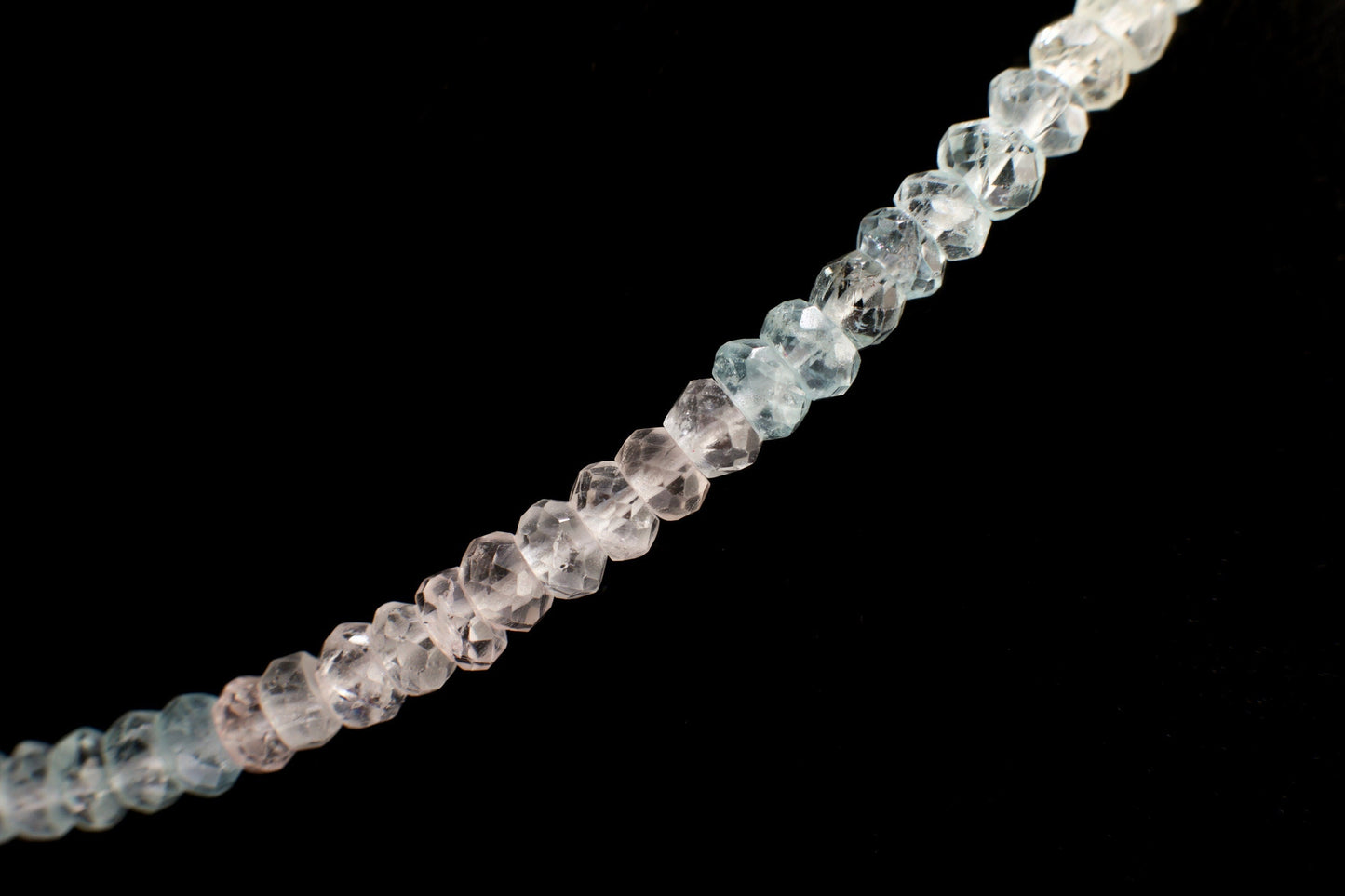 Multi Aquamarine Necklace, Natural Shaded 3.5mm Micro Cut Faceted Aquamarine Roundel Choker Layering Elegant Necklace