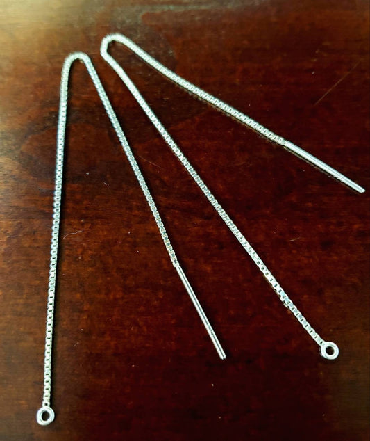 925 sterling silver 5&quot; , 127mm long box chain ear thread,high quality threader earwire,jewelry making findings.925 stamped,1 pair (2 pieces)