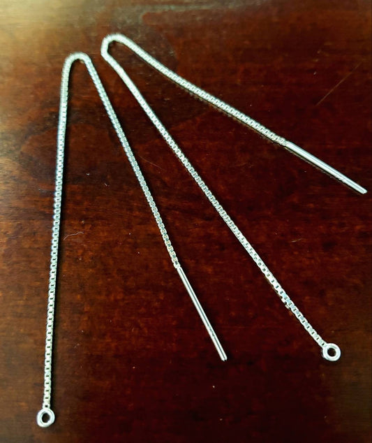 925 sterling silver 5&quot; , 127mm long box chain ear thread,high quality threader earwire,jewelry making findings.925 stamped,1 pair (2 pieces)