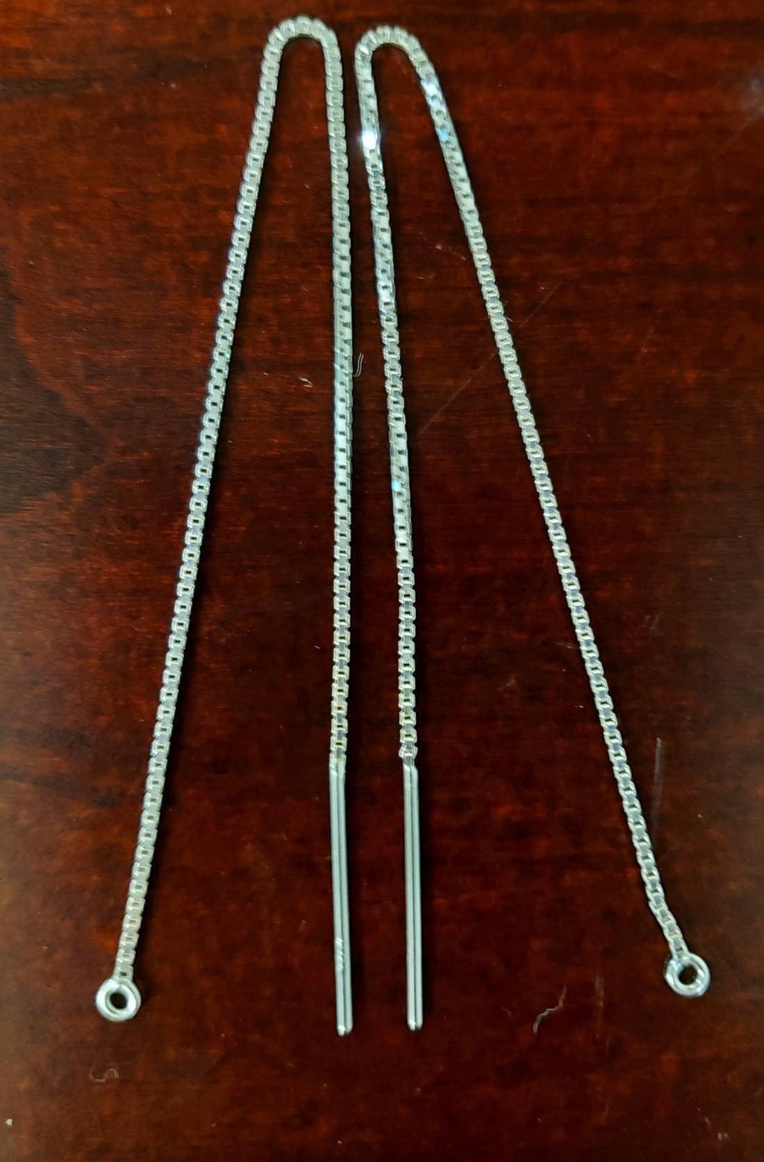 925 sterling silver 5" , 127mm long box chain ear thread,high quality threader earwire,jewelry making findings.925 stamped,1 pair (2 pieces)