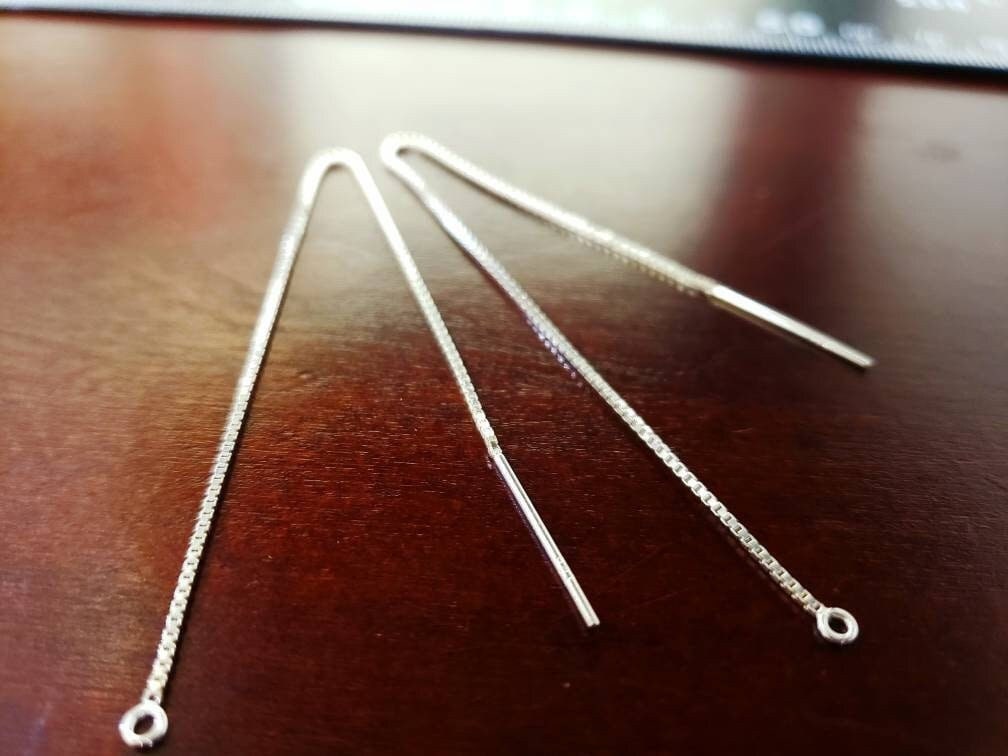925 sterling silver 5" , 127mm long box chain ear thread,high quality threader earwire,jewelry making findings.925 stamped,1 pair (2 pieces)