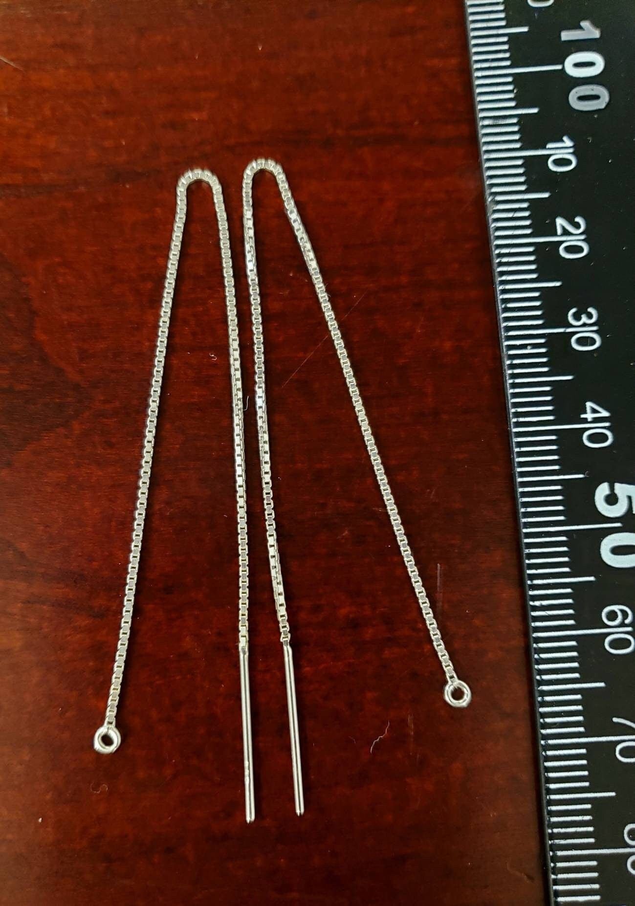 925 sterling silver 5&quot; , 127mm long box chain ear thread,high quality threader earwire,jewelry making findings.925 stamped,1 pair (2 pieces)