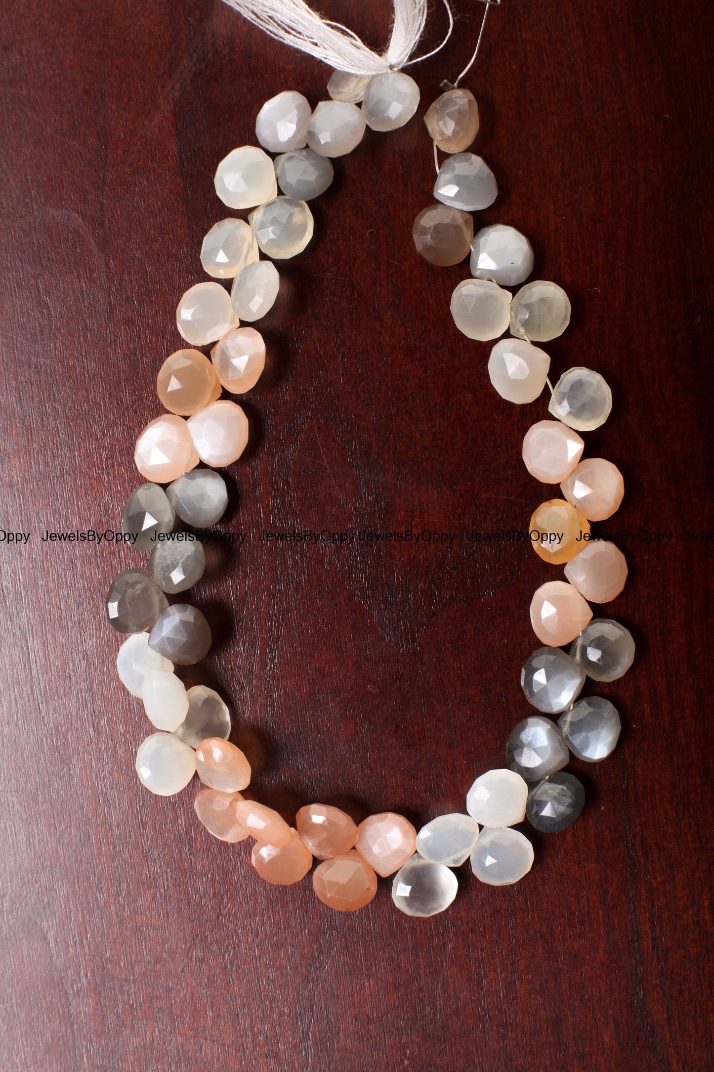 Natural Multi-Moonstone Faceted Pear Drop, Heart Shape Teardrop Jewelry Making Gemstone Beads 1 full strand