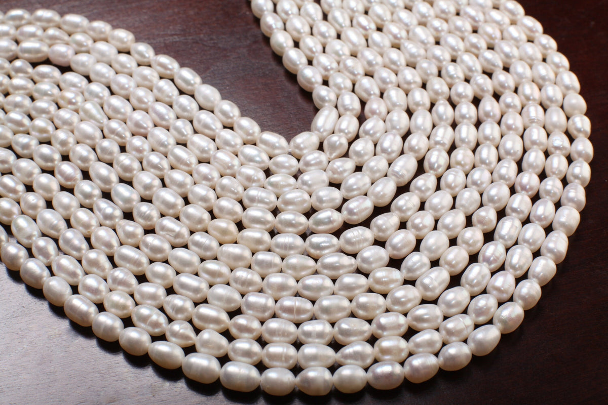 Natural Freshwater Pearl 5x7-8mm Potato Pearl, Good Luster 15" Jewelry Making Pearl Bracelet, Earrings, Necklace