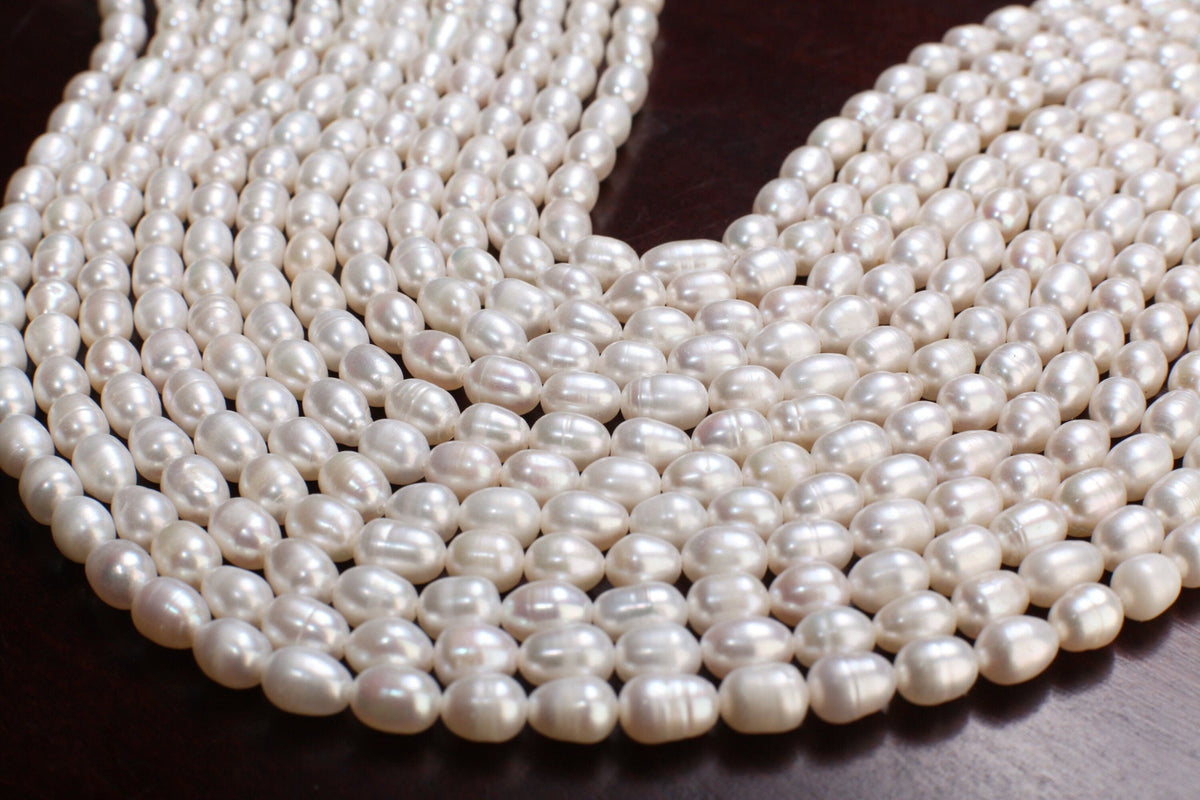 Natural Freshwater Pearl 5x7-8mm Potato Pearl, Good Luster 15" Jewelry Making Pearl Bracelet, Earrings, Necklace