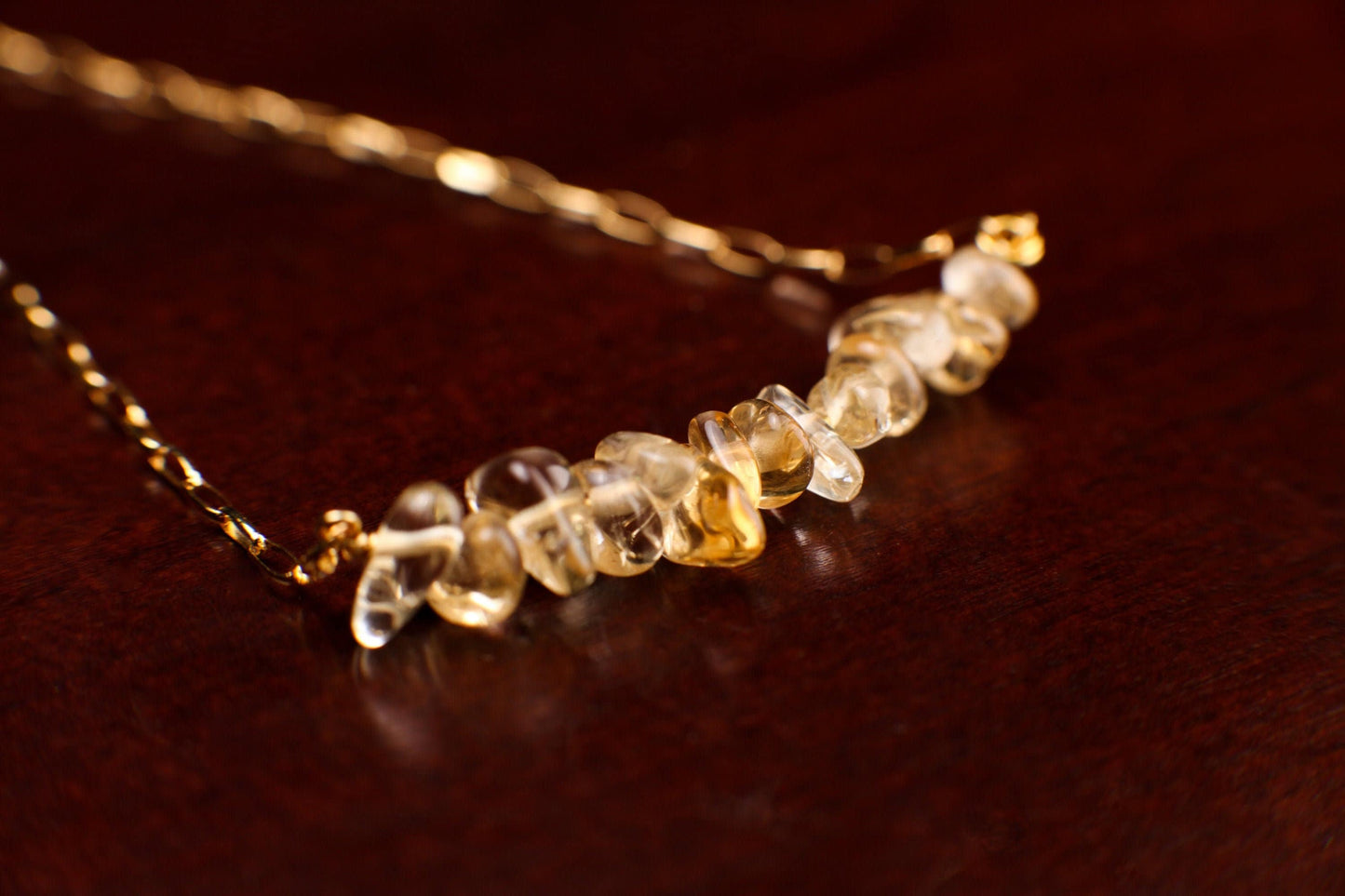 Natural Citrine 5-10mm Raw Freeform nugget Chips in 14K Gold Filled or 925 Sterling Silver Bar Necklace, Healing Chakra,November Birthstone