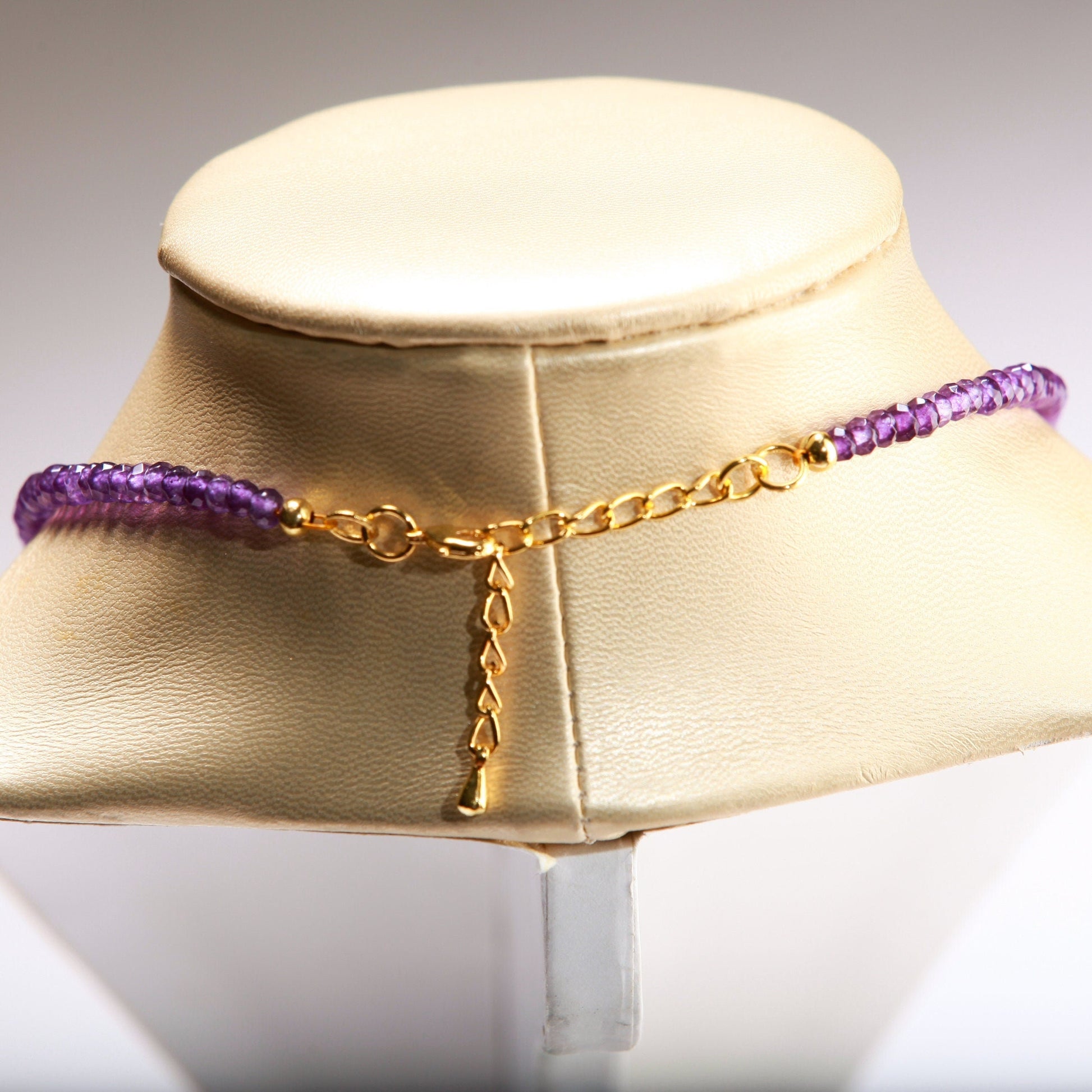 Natural Amethyst Faceted Briolette accent with Teardrop centerpiece 16" Necklace with 2" Extension Chain