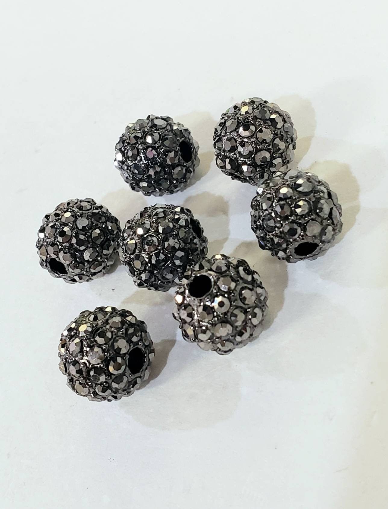 8,10,12mm Marcasite style black crystal ball, heavy weight, spacer bead for jewelry making.Great for bracelets spacer