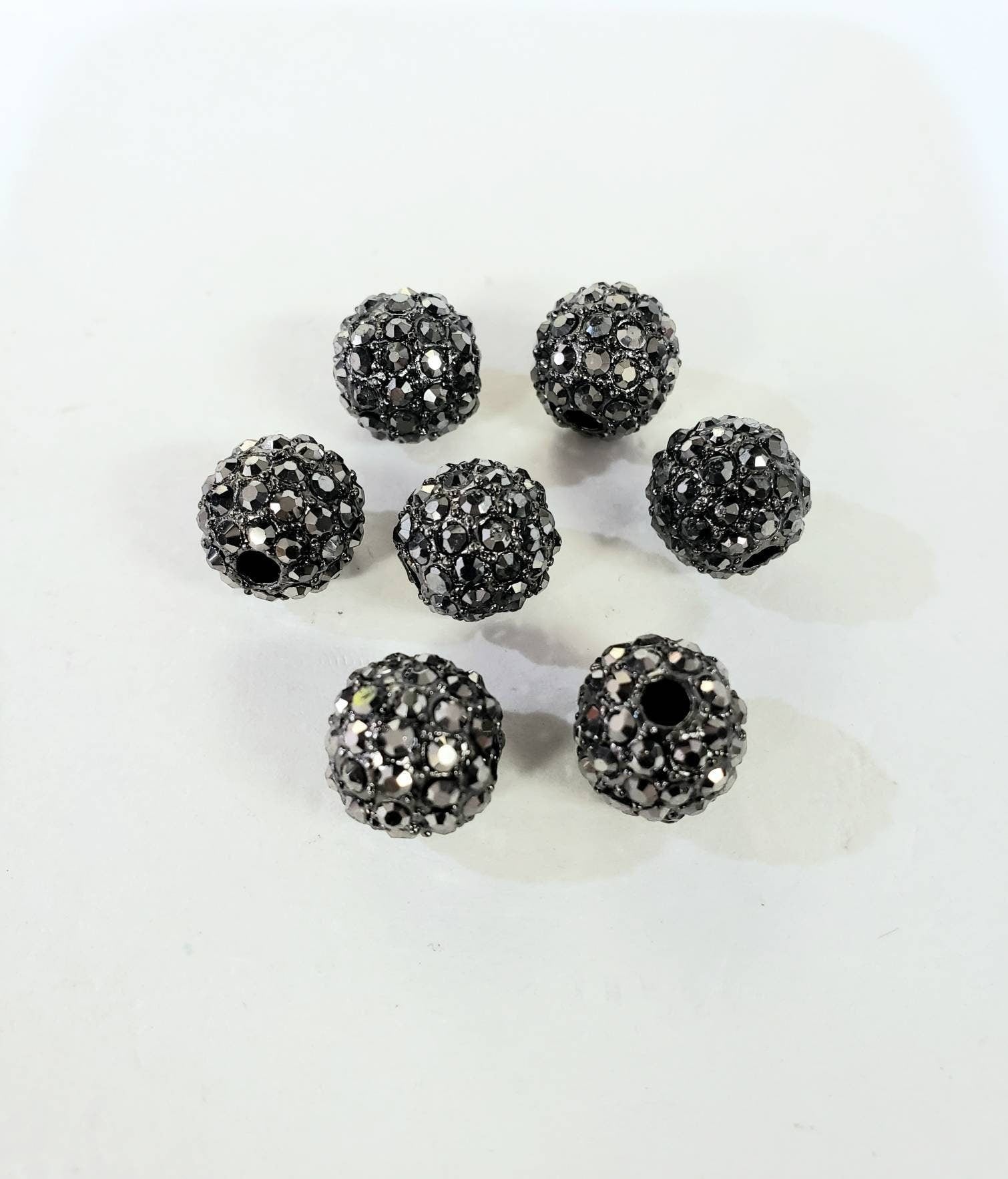 8,10,12mm Marcasite style black crystal ball, heavy weight, spacer bead for jewelry making.Great for bracelets spacer