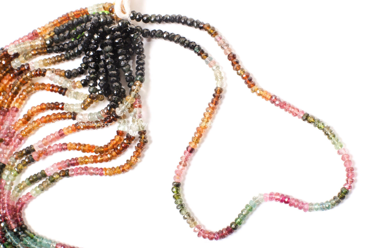 Natural Watermelon Tourmaline 4-5.5mm Rondelle, AAA Quality Faceted Micro Diamond Cut Tourmaline Rondelle, Jewelry Making Beads 13" St