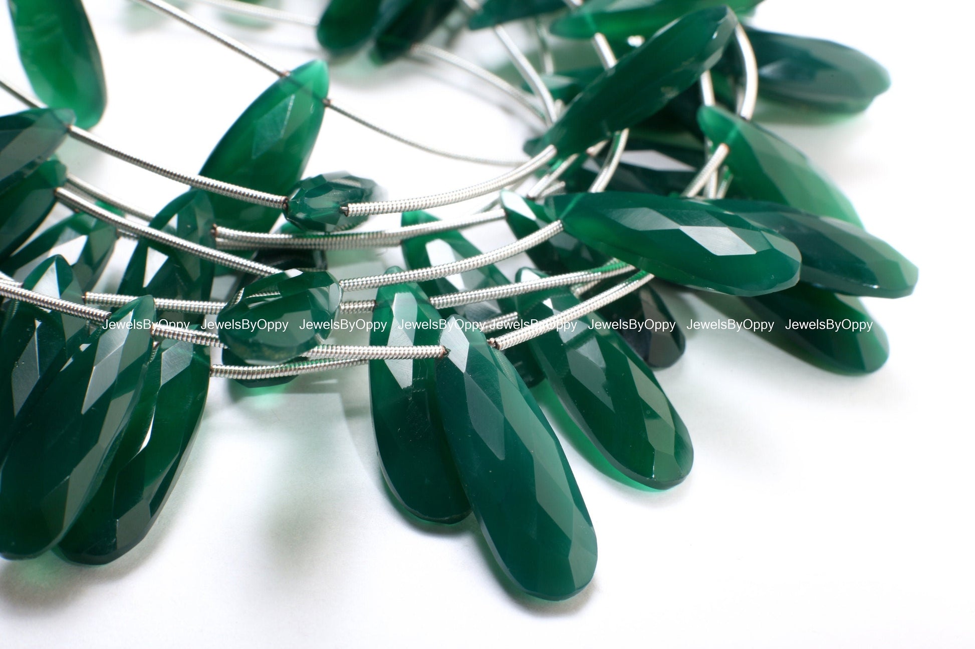 Green Onyx Faceted Long Pear Drop 25x8-29x11mm, AAA Rich Dark Green Jewelry Making Bracelet, Necklace Earrings Gemstone Beads