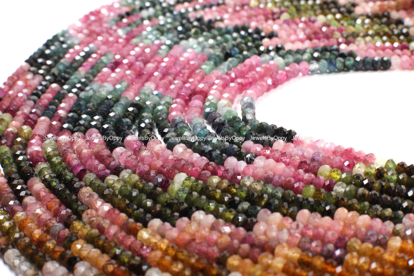 Natural Watermelon Tourmaline 4mm Rondelle, Faceted Micro Diamond Cut Tourmaline Rondelle, Jewelry Making, Necklace Beads 12.75&quot; Strand
