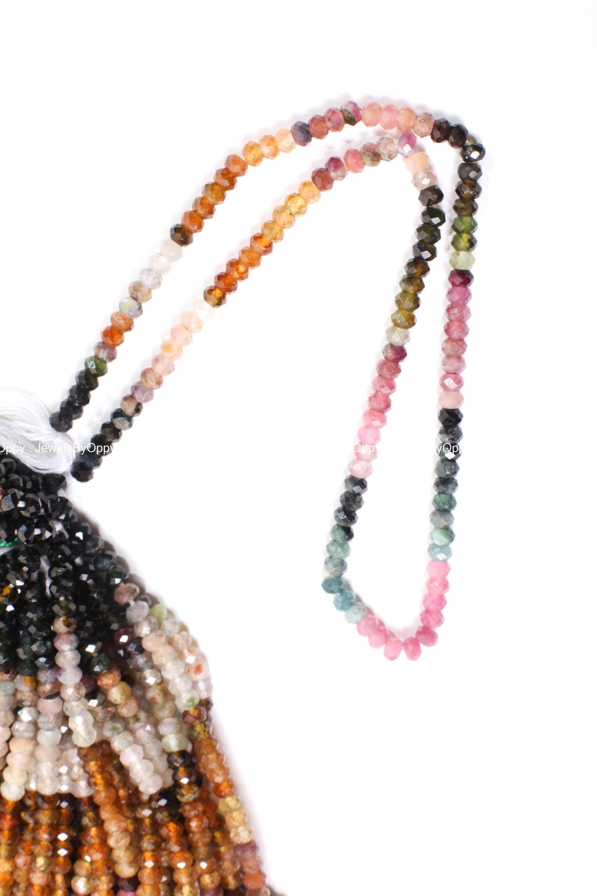 Natural Watermelon Tourmaline 4mm Rondelle, Faceted Micro Diamond Cut Tourmaline Rondelle, Jewelry Making, Necklace Beads 12.75" Strand