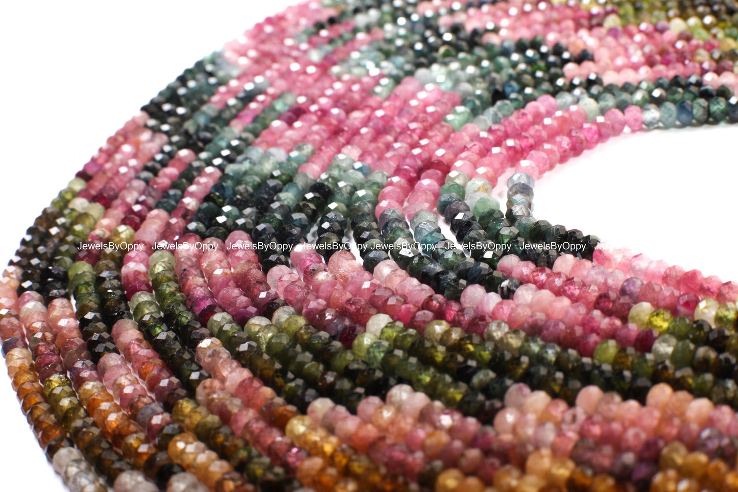 Natural Watermelon Tourmaline 4mm Rondelle, Faceted Micro Diamond Cut Tourmaline Rondelle, Jewelry Making, Necklace Beads 12.75&quot; Strand