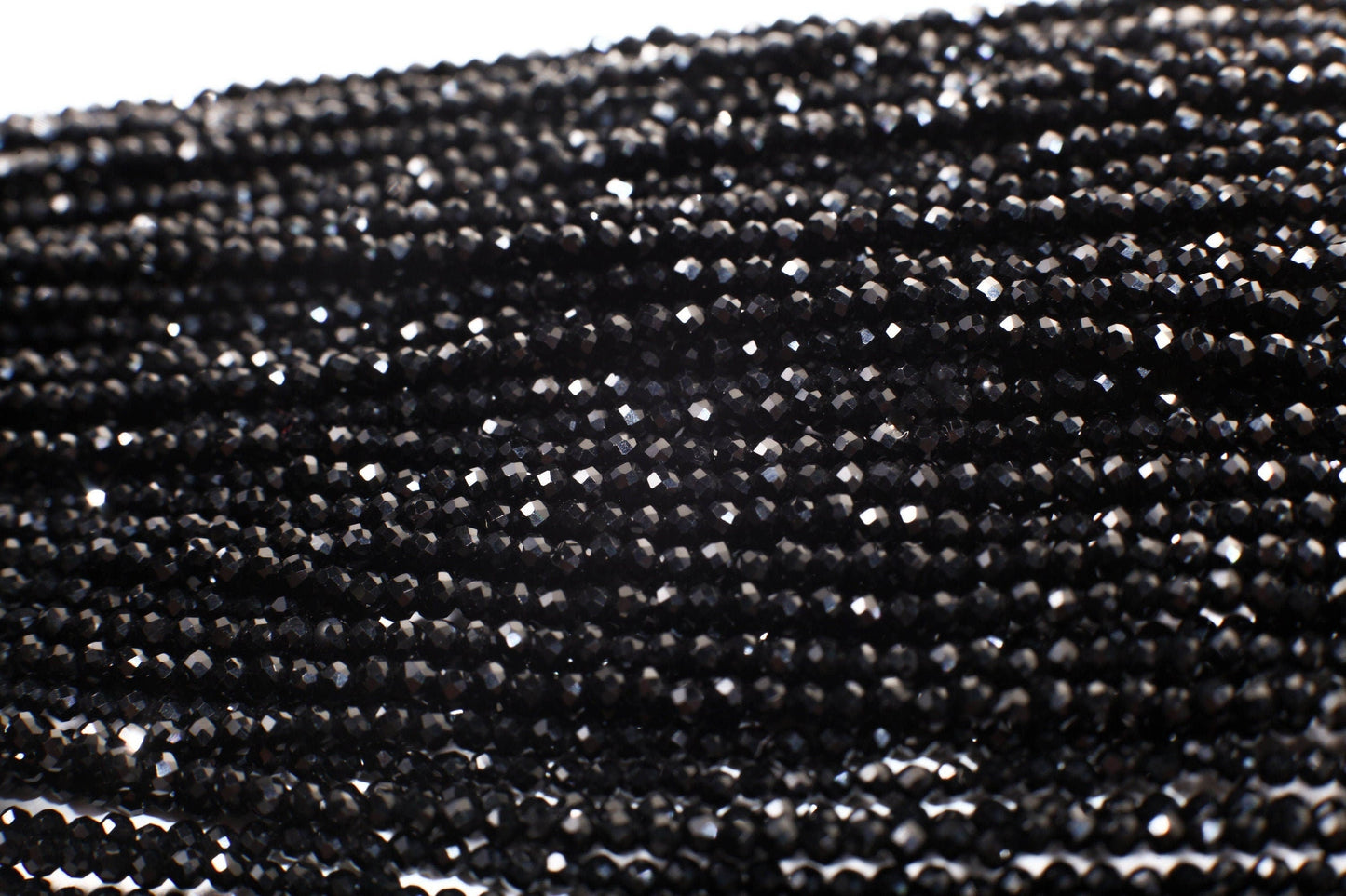 Natural Black Spinel 2mm micro faceted AAA Round Gemstone Beads, DIY Jewelry Making Necklace, Bracelet 12&quot; Strand, Single or Bulk