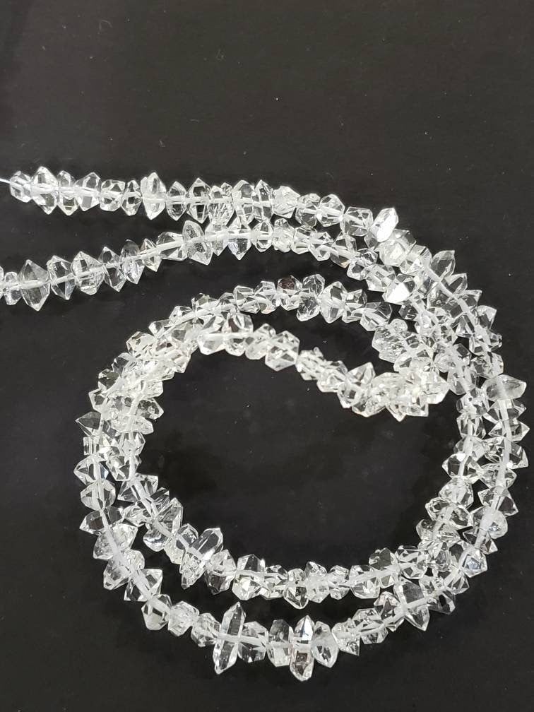Herkimer Diamond 2x4-3x5mm Raw Beads, Double Terminated Raw Sparkly Clear AAA High Quality Herkimer Diamond Quartz Beads