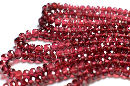 Rhodolite Garnet AAA Micro Faceted 4.5-8.5mm Rondelle, Jewelry Making Rich Merlot color Gemstone, Rare gem quality Garnet 6.5&quot; or 13&quot; Strand