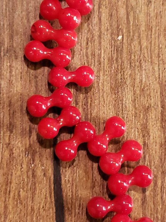 Genuine Red Coral 4x9mm Dog Bone Shape Beads, jewelry making beads ,50 pcs or 100 pcs beads