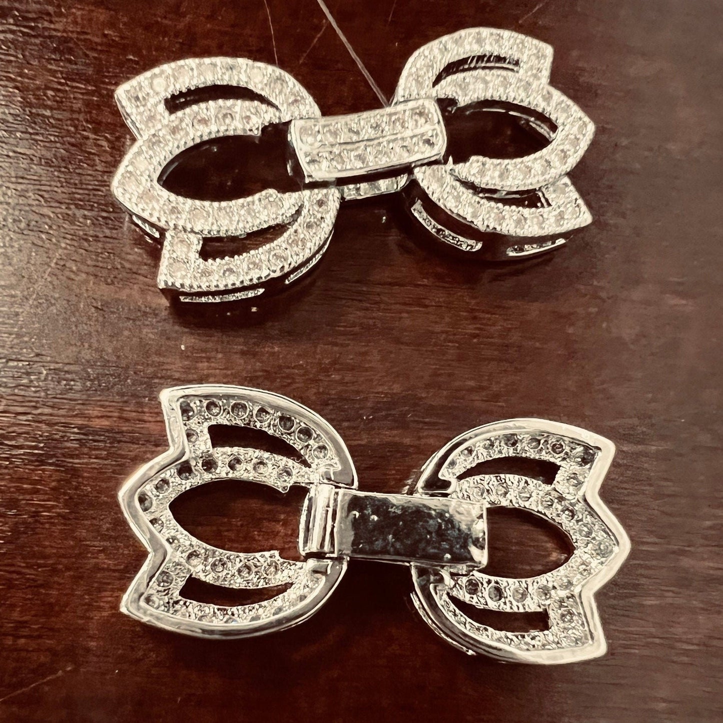 Multi strand, Cubic Zirconia CZ Diamond, Sterling Silver Rhodium Fancy Clasp, 1 to 3 Line High End Jewelry Making Clasp. 23mm Long