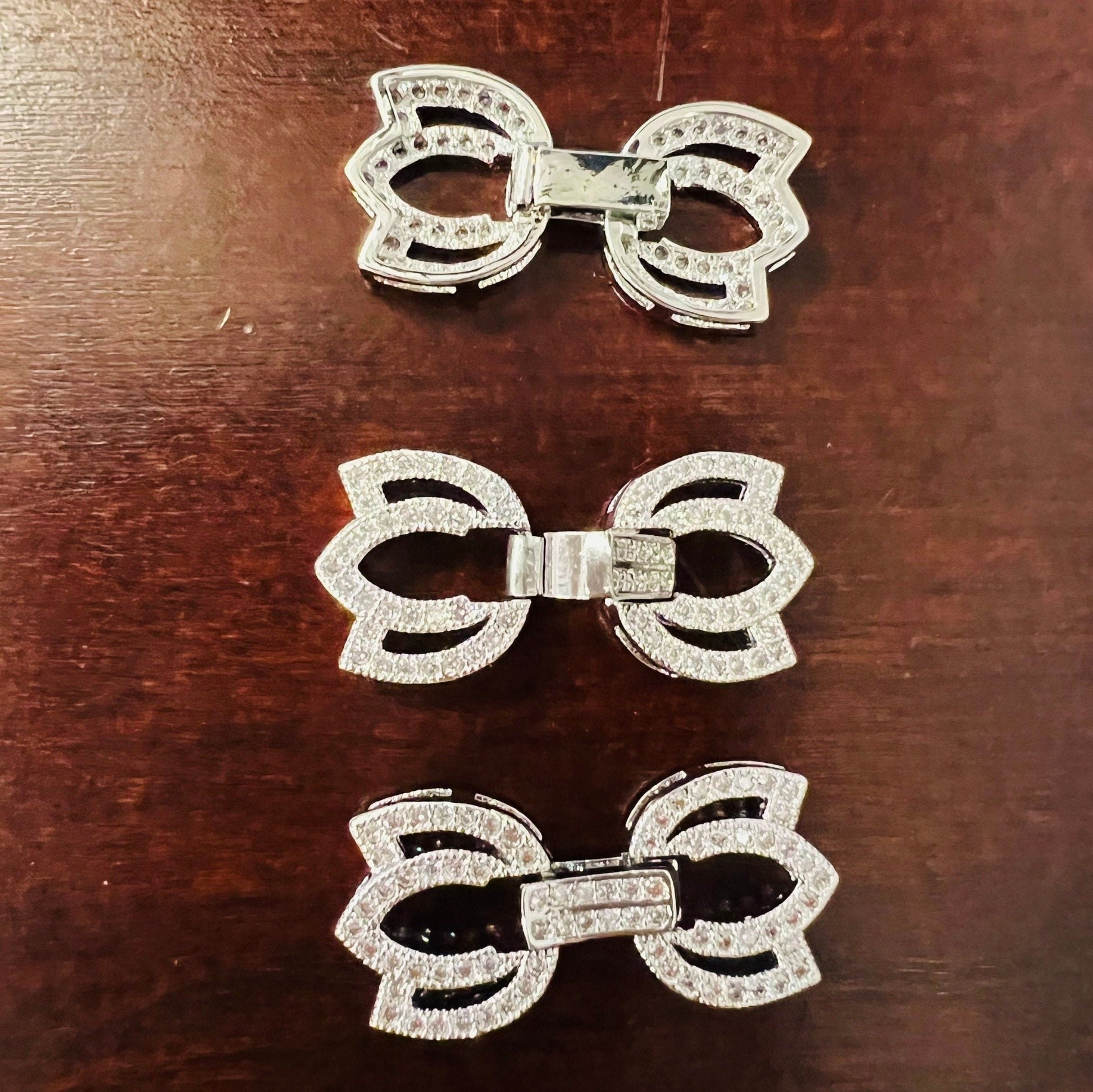Multi strand, Cubic Zirconia CZ Diamond, Sterling Silver Rhodium Fancy Clasp, 1 to 3 Line High End Jewelry Making Clasp. 23mm Long